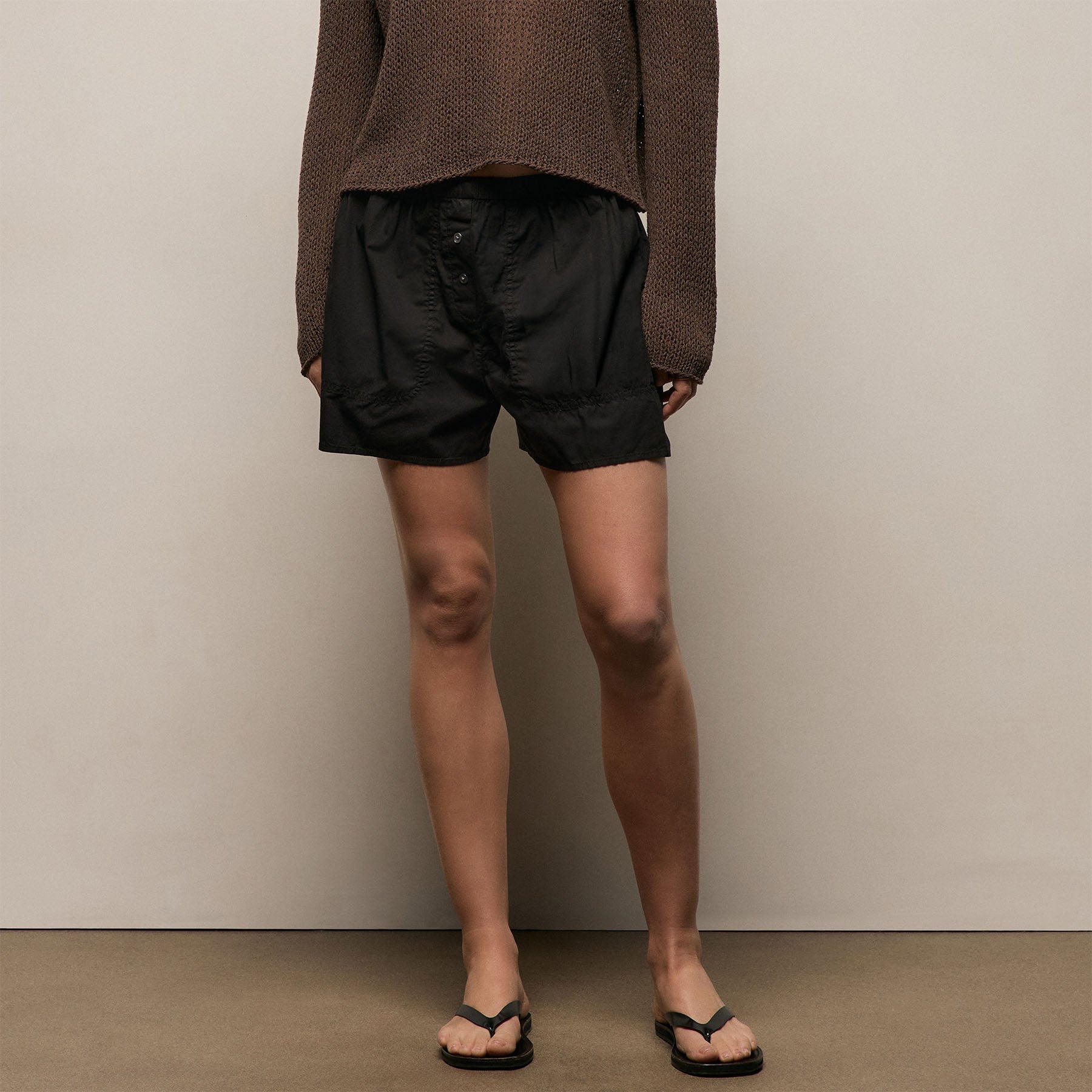 Stretch Poplin Boxer Short - Black
