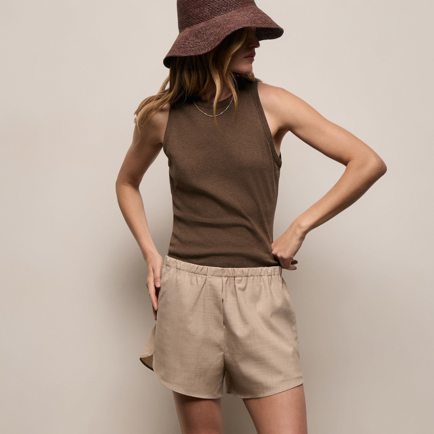 Wool Blend Melange Boxer Short - Heather Stone