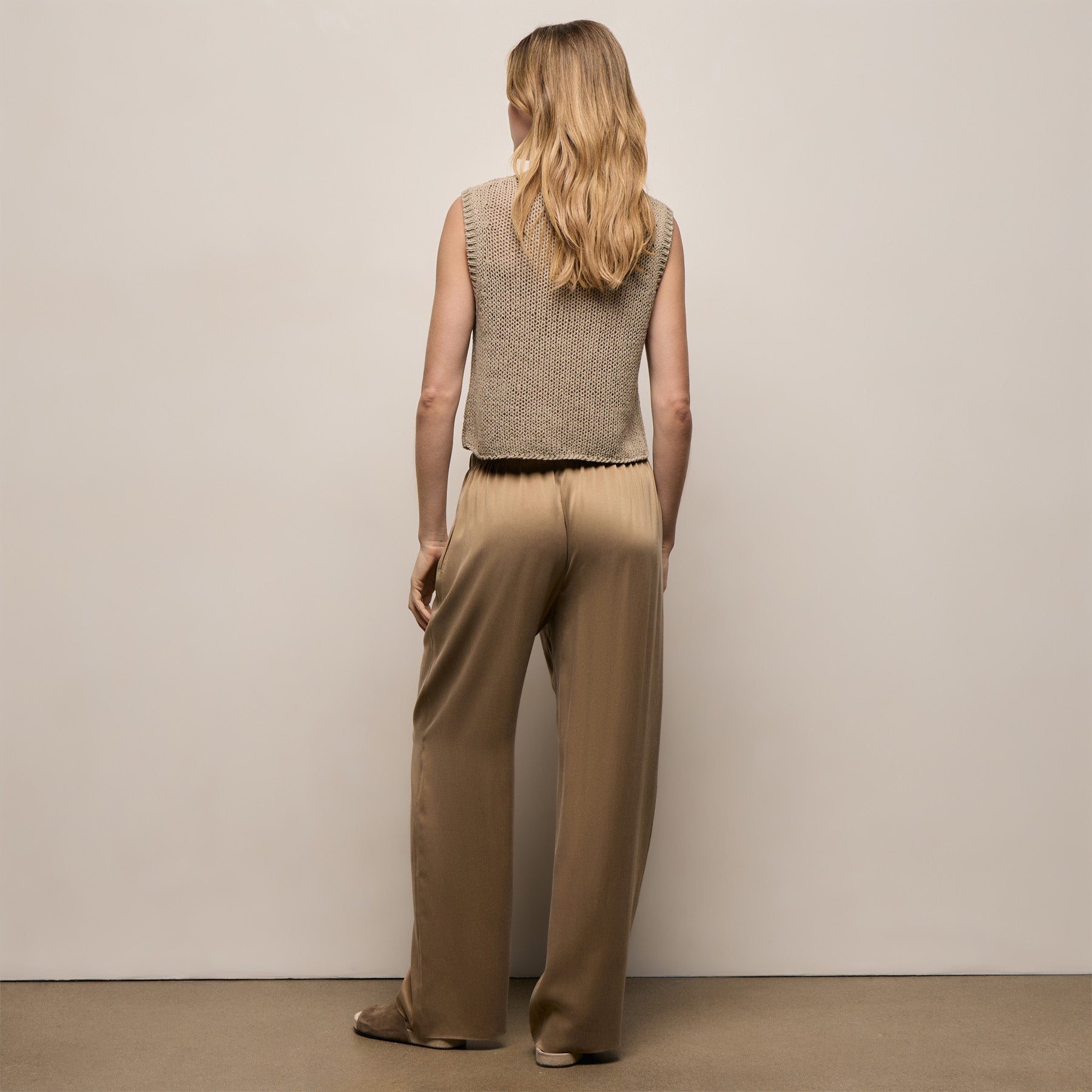 Silk Charmeuse Drawstring Pant - Honey