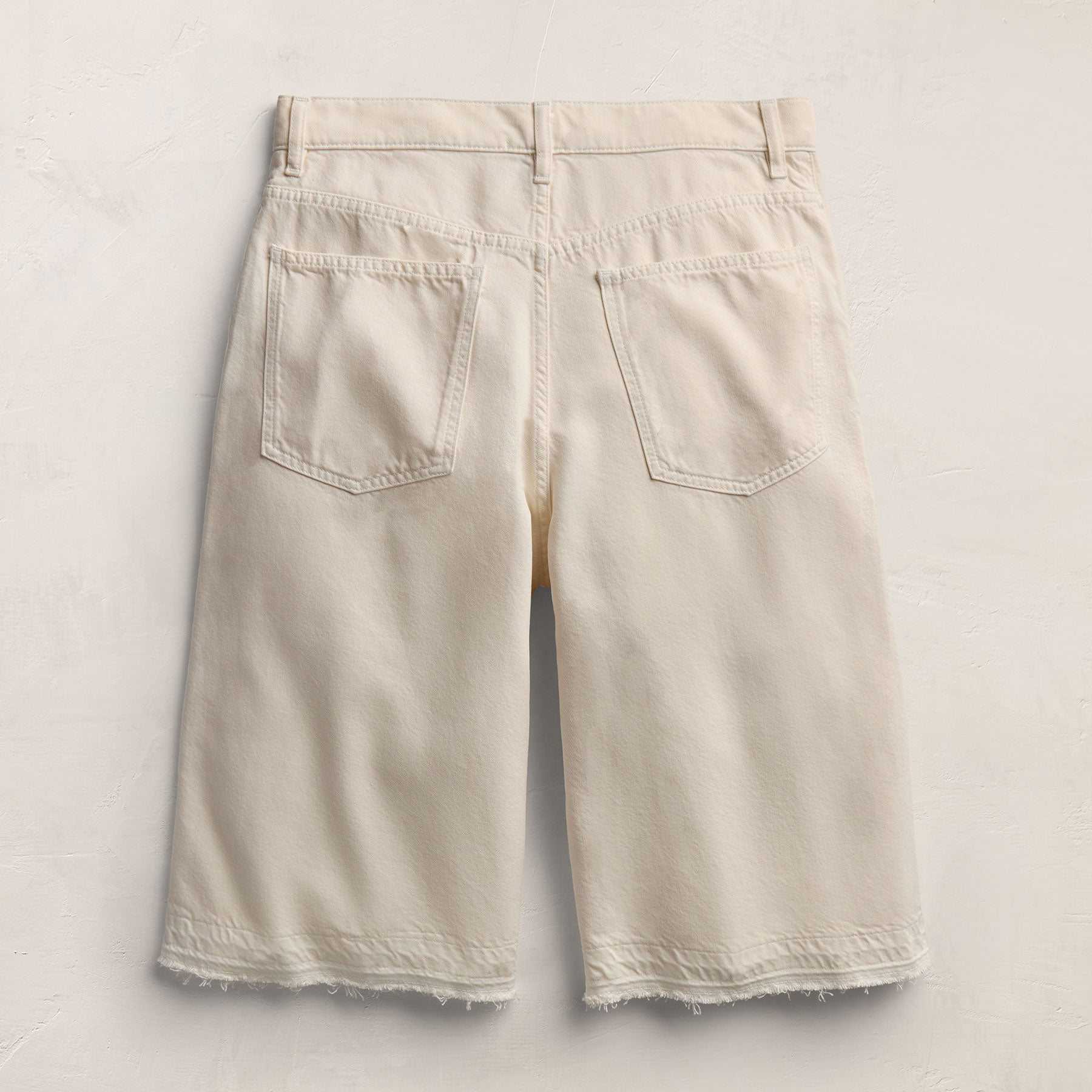 Denim Wide Leg Bermuda Short - Ecru