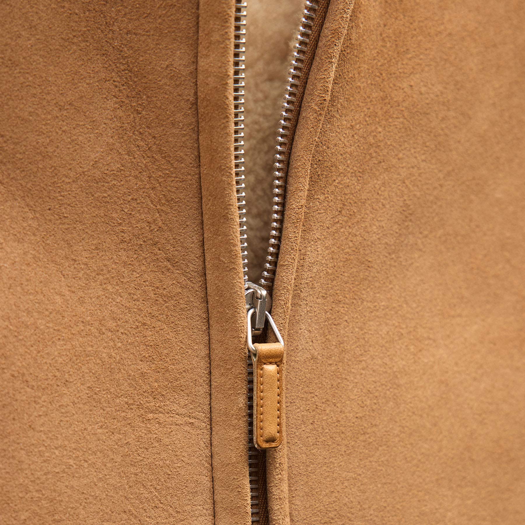 Suede Shearling Vest - Caramel