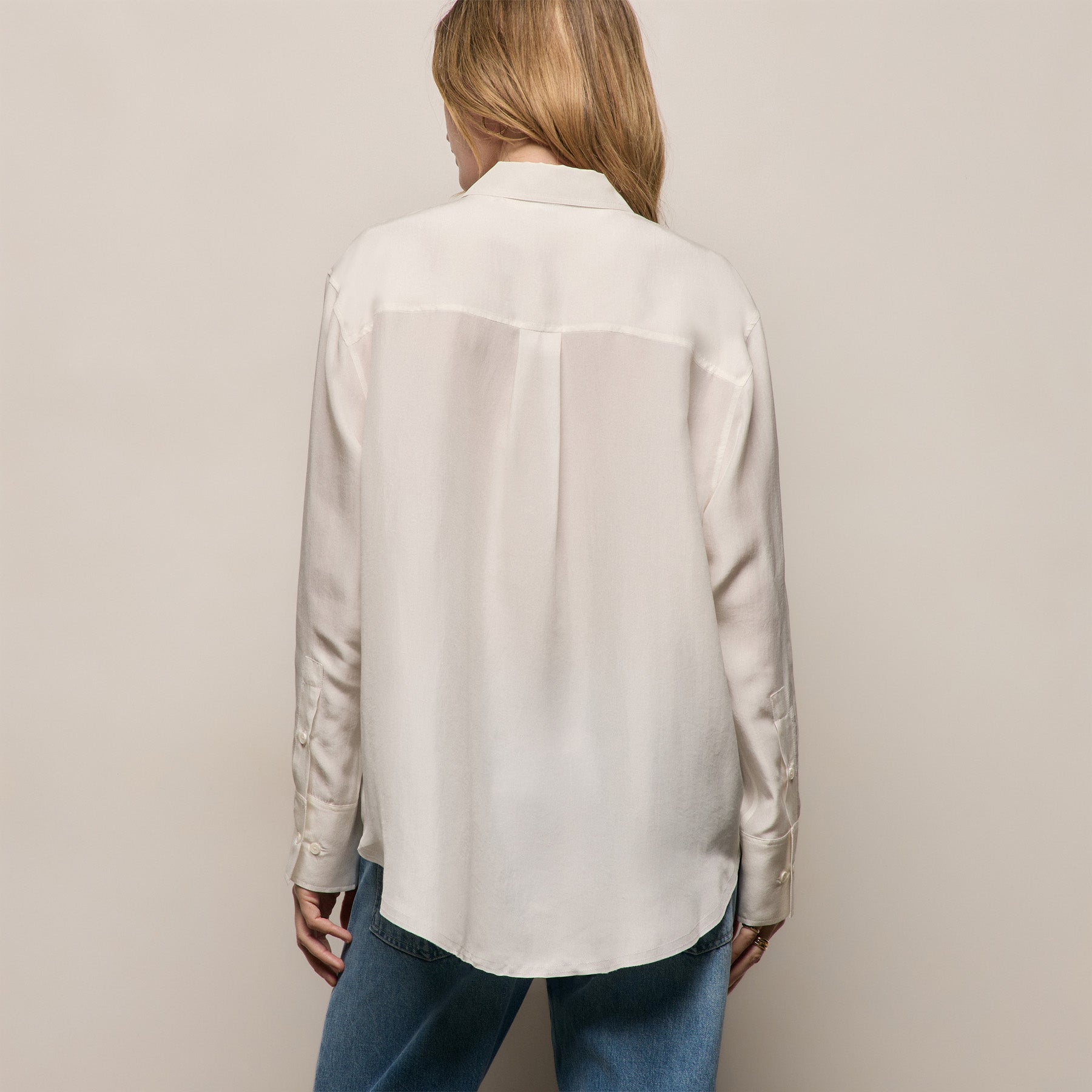 Washed Silk Patch Shirt - Ivory