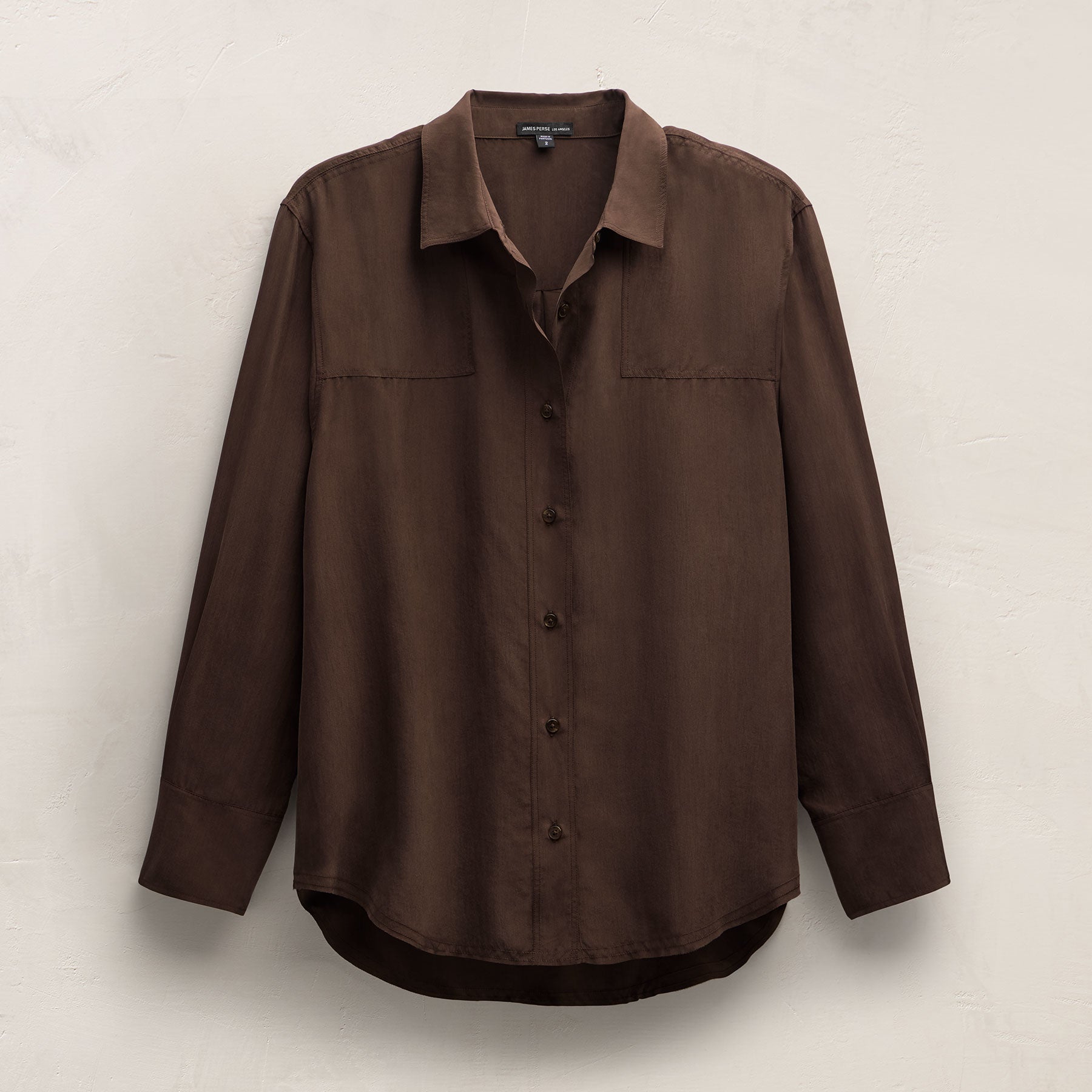 Washed Silk Patch Shirt - Washed Brown