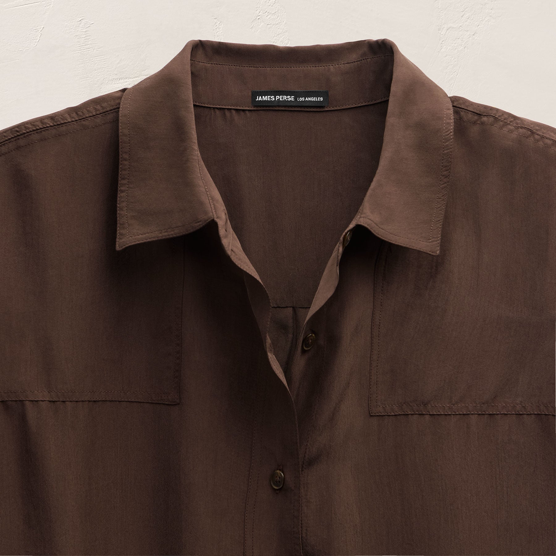 Washed Silk Patch Shirt - Washed Brown