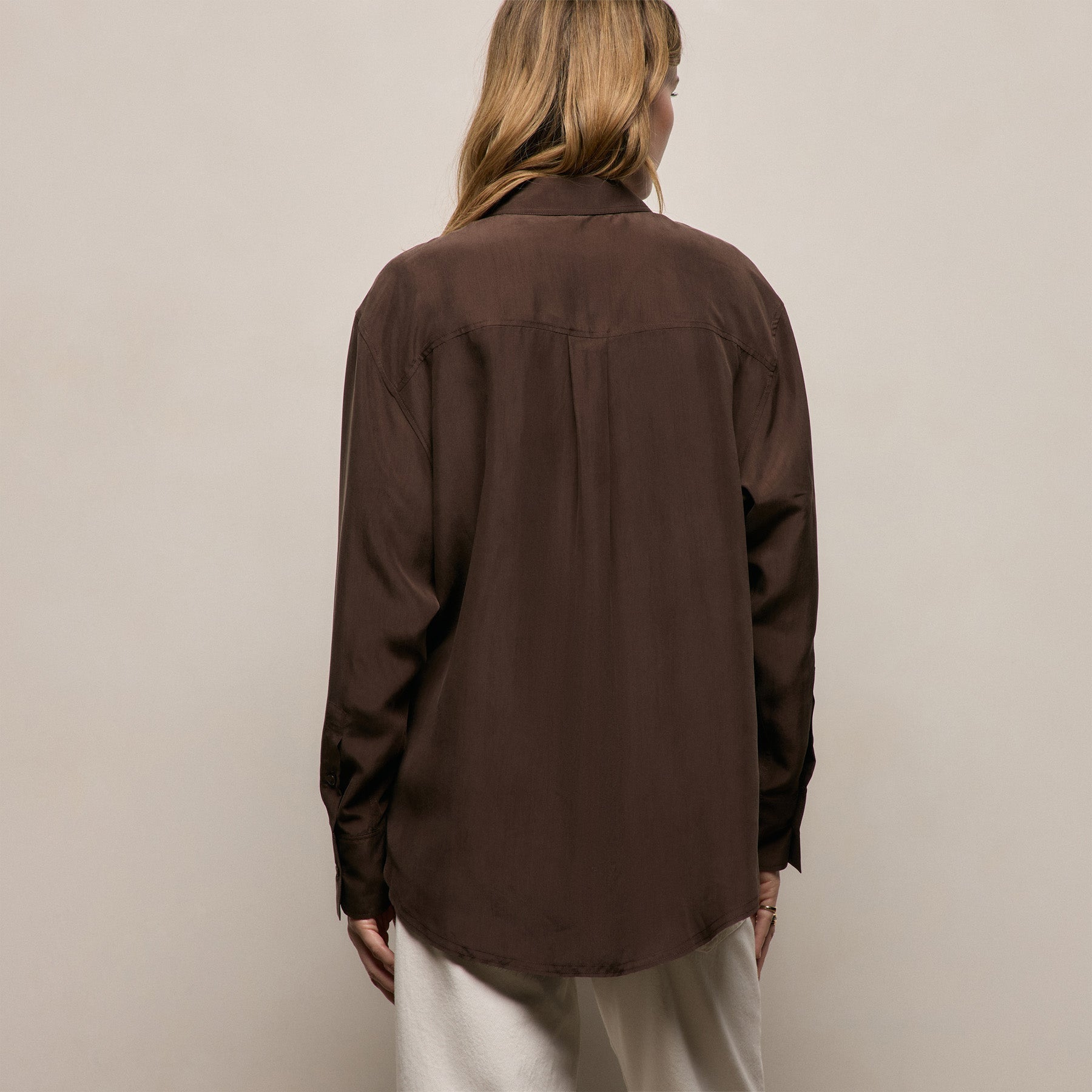 Washed Silk Patch Shirt - Washed Brown