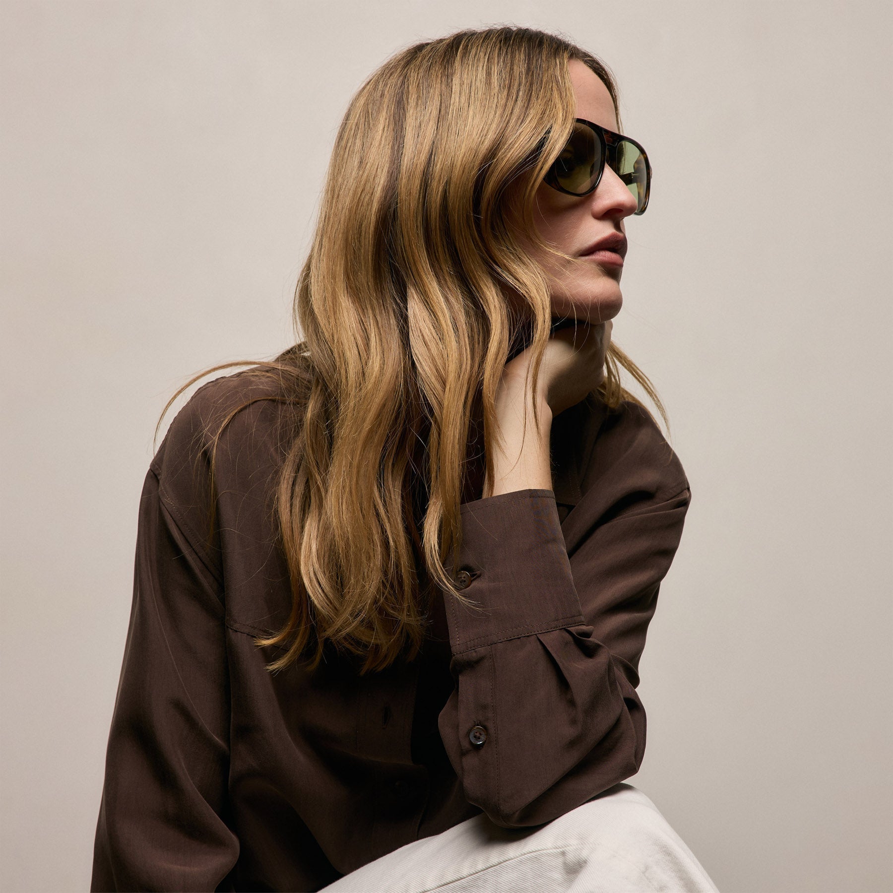 Washed Silk Patch Shirt - Washed Brown