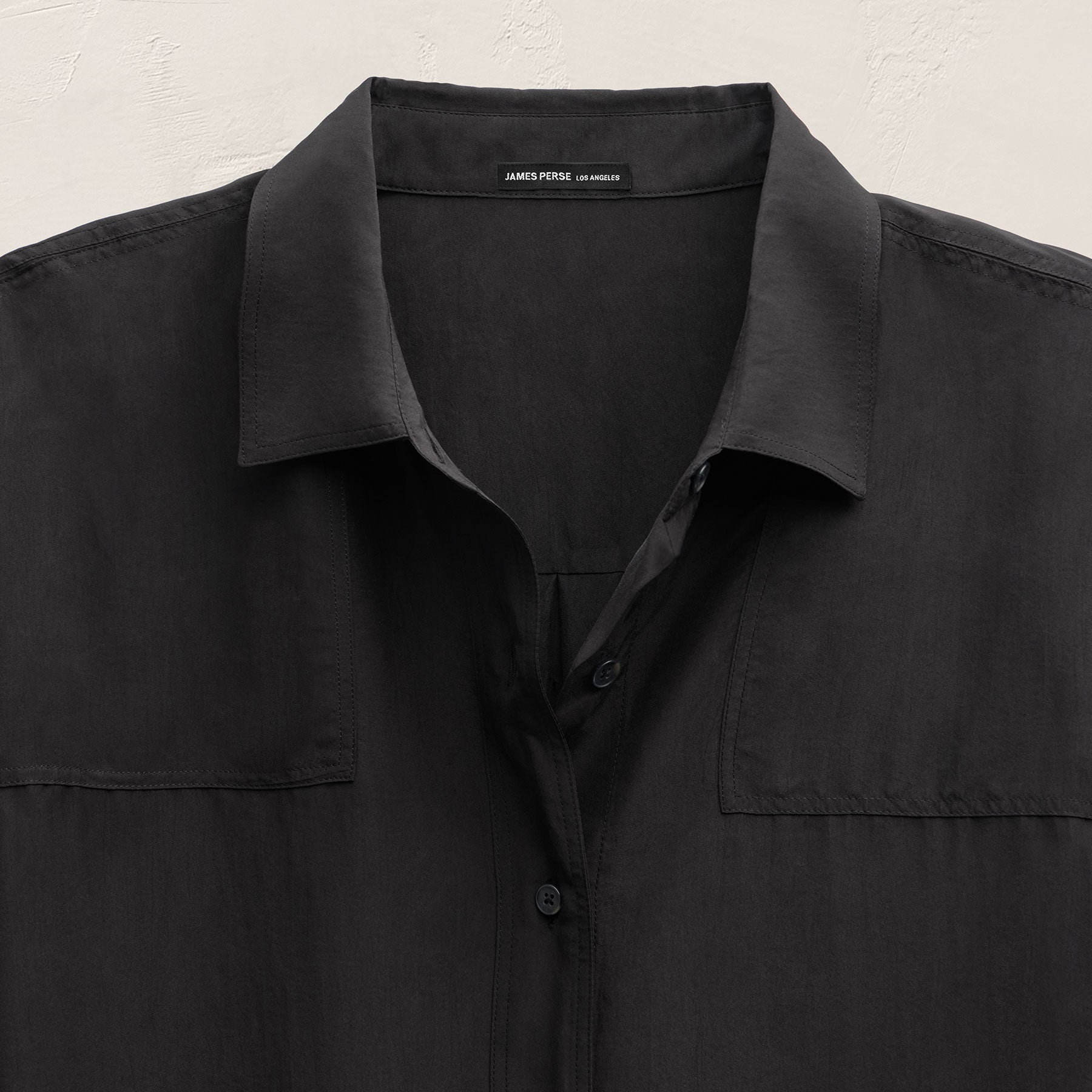 Washed Silk Patch Shirt - Washed Black