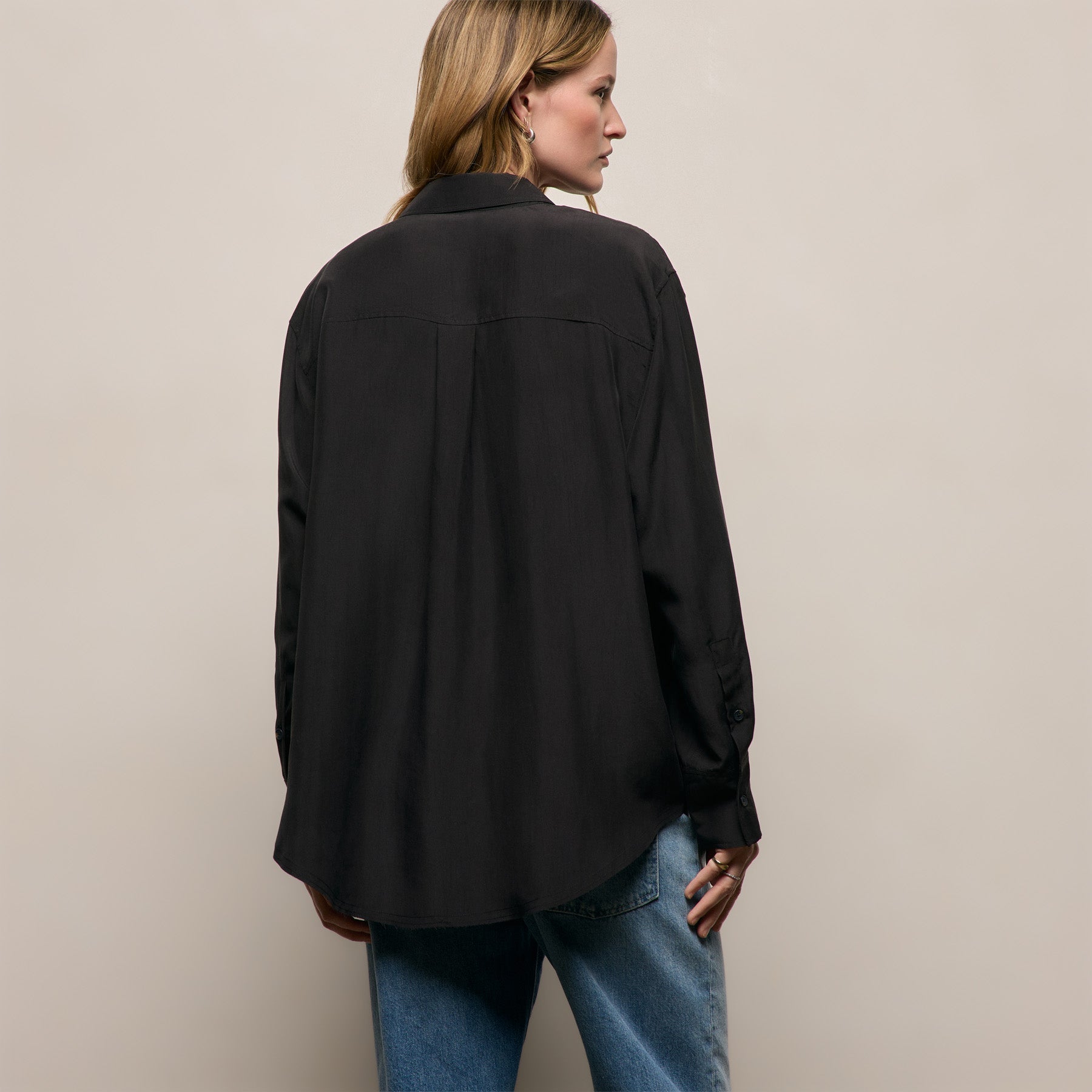 Washed Silk Patch Shirt - Washed Black