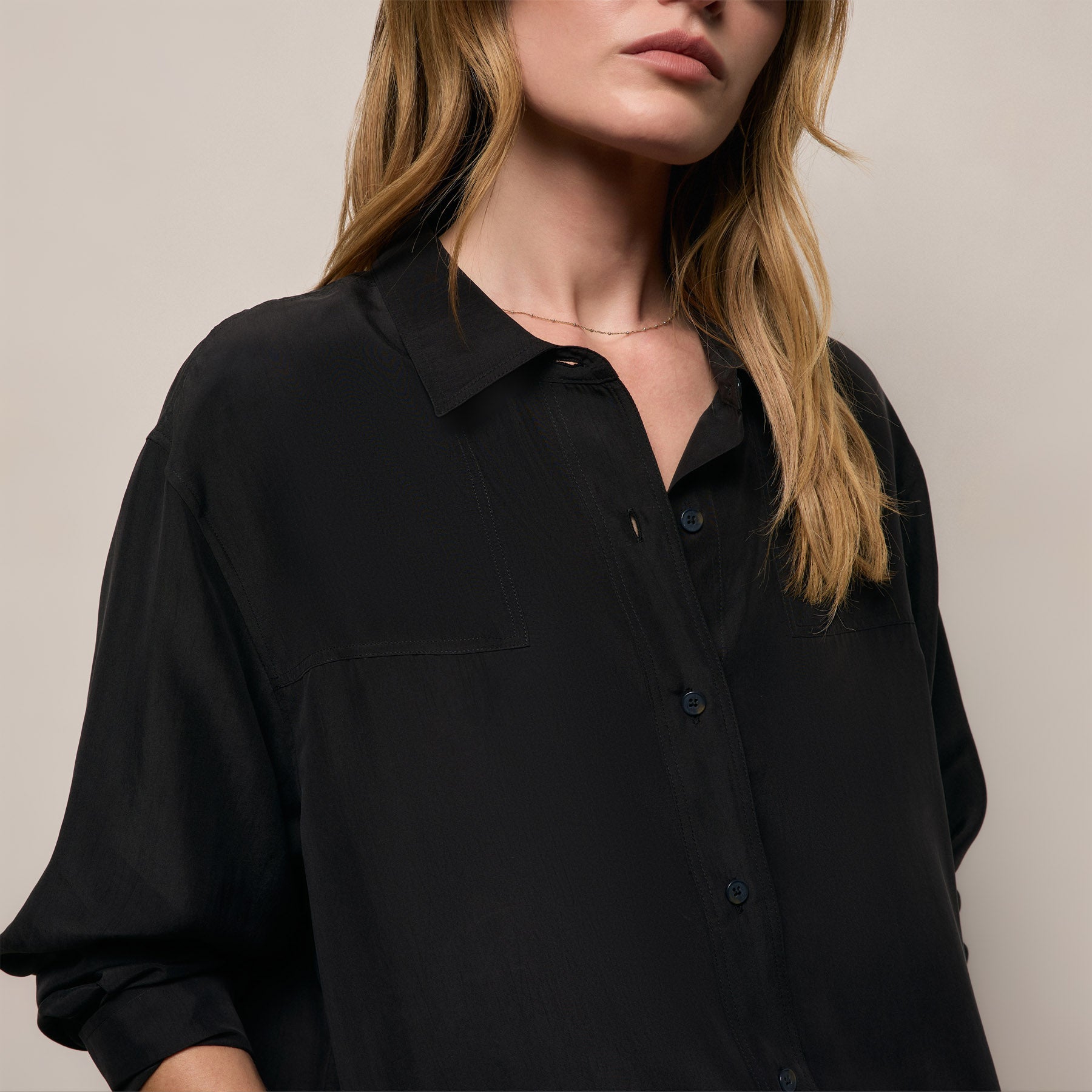 Washed Silk Patch Shirt - Washed Black