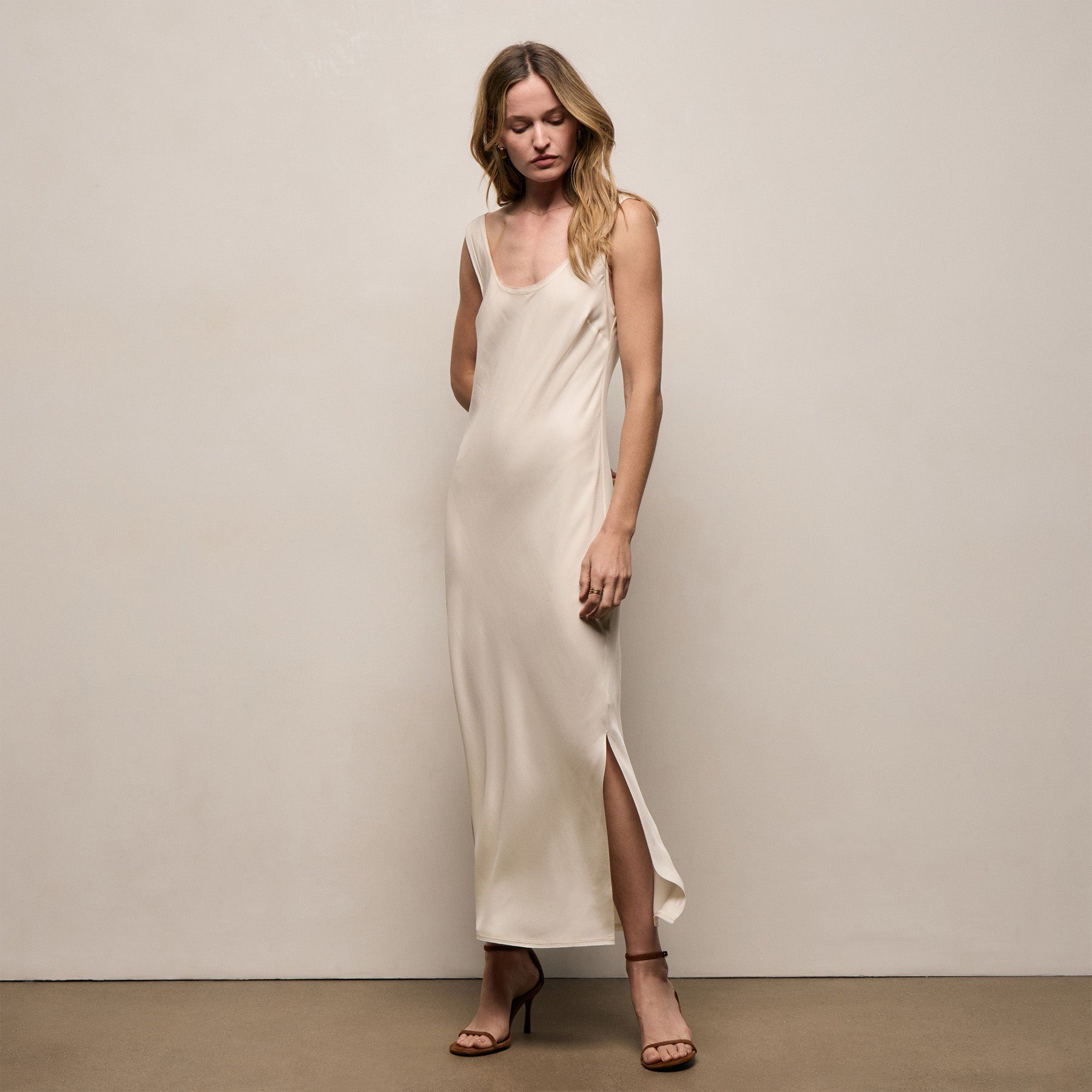 Silk Twill Tank Dress - Ivory