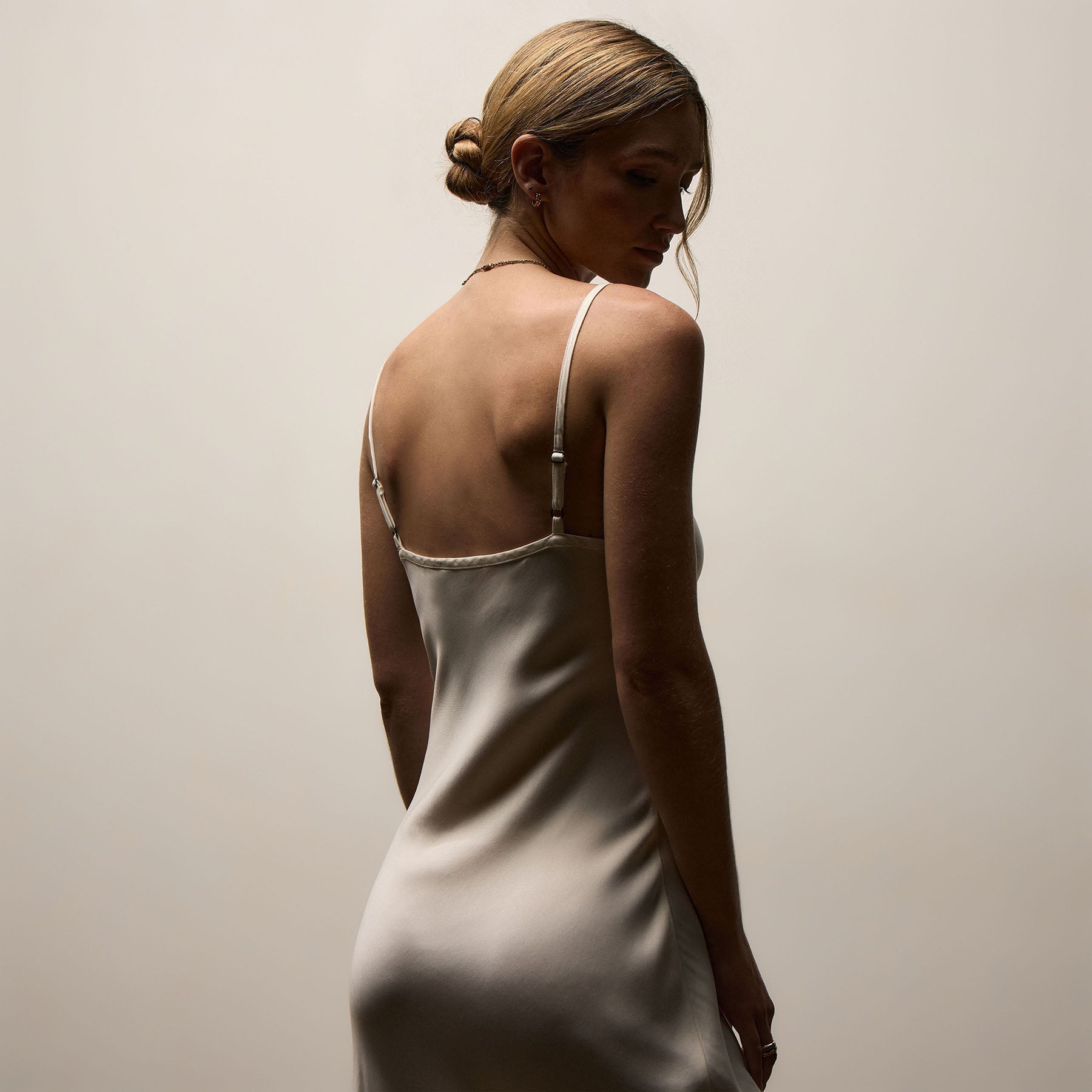 Satin Cami Slip Dress - Ivory Pigment