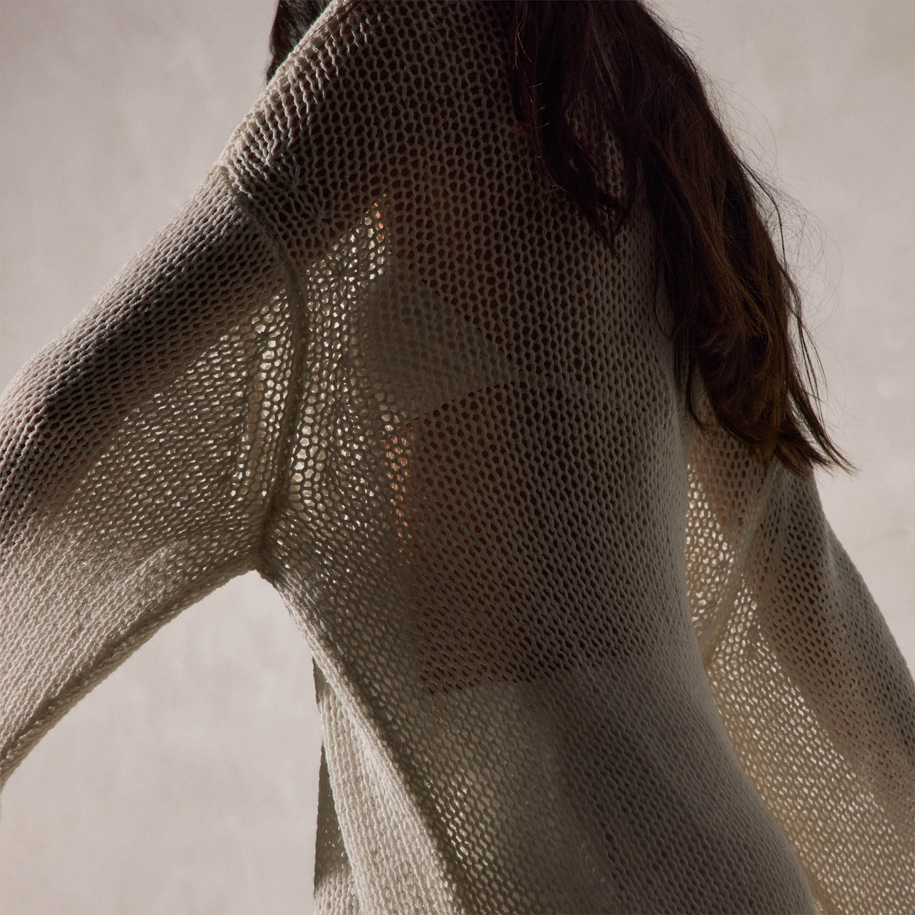 Oversized Cotton Linen Beach Sweater - Off White