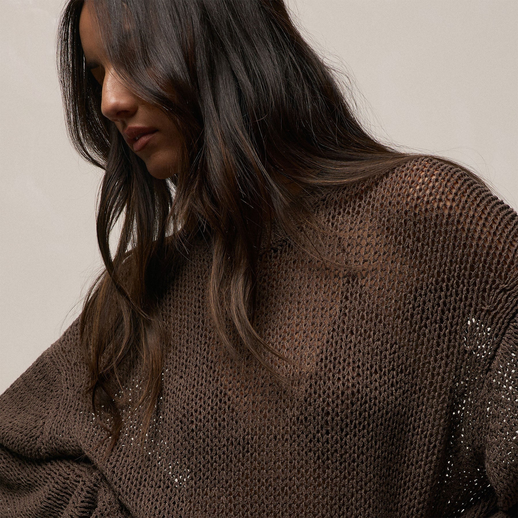 Oversized Cotton Linen Beach Sweater - Storm