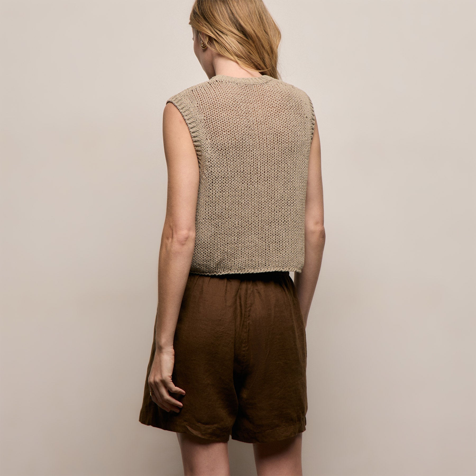 Cotton Linen Sweater Tank - Overcast