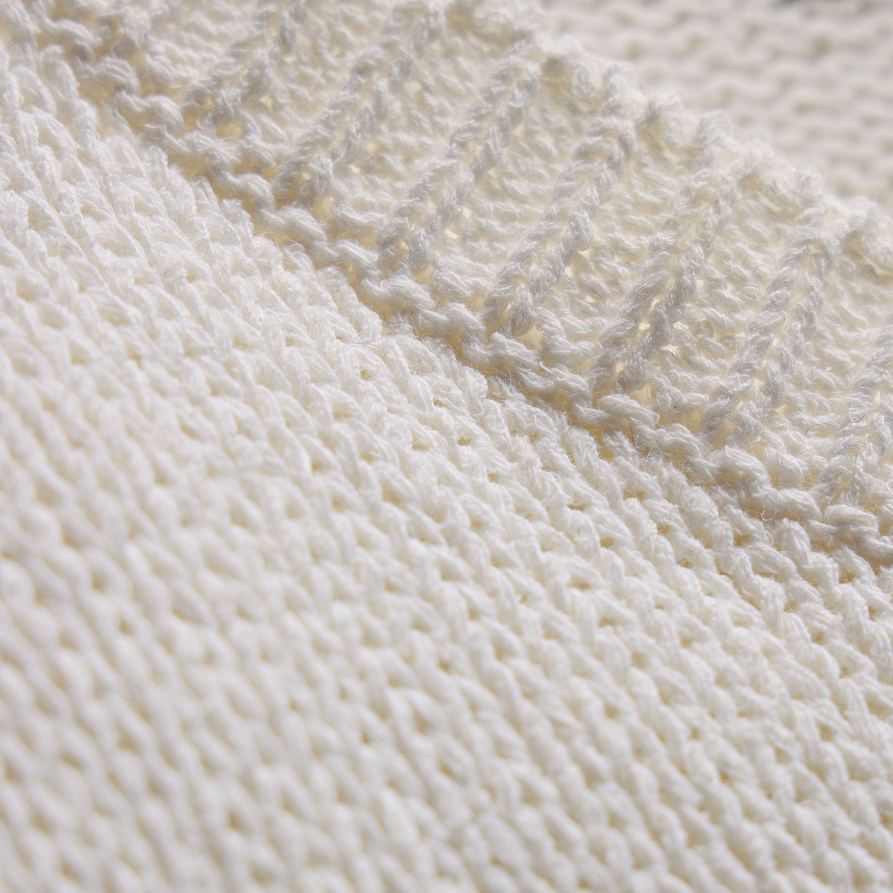 Cotton Linen V Neck Boxy Sweater - Off White