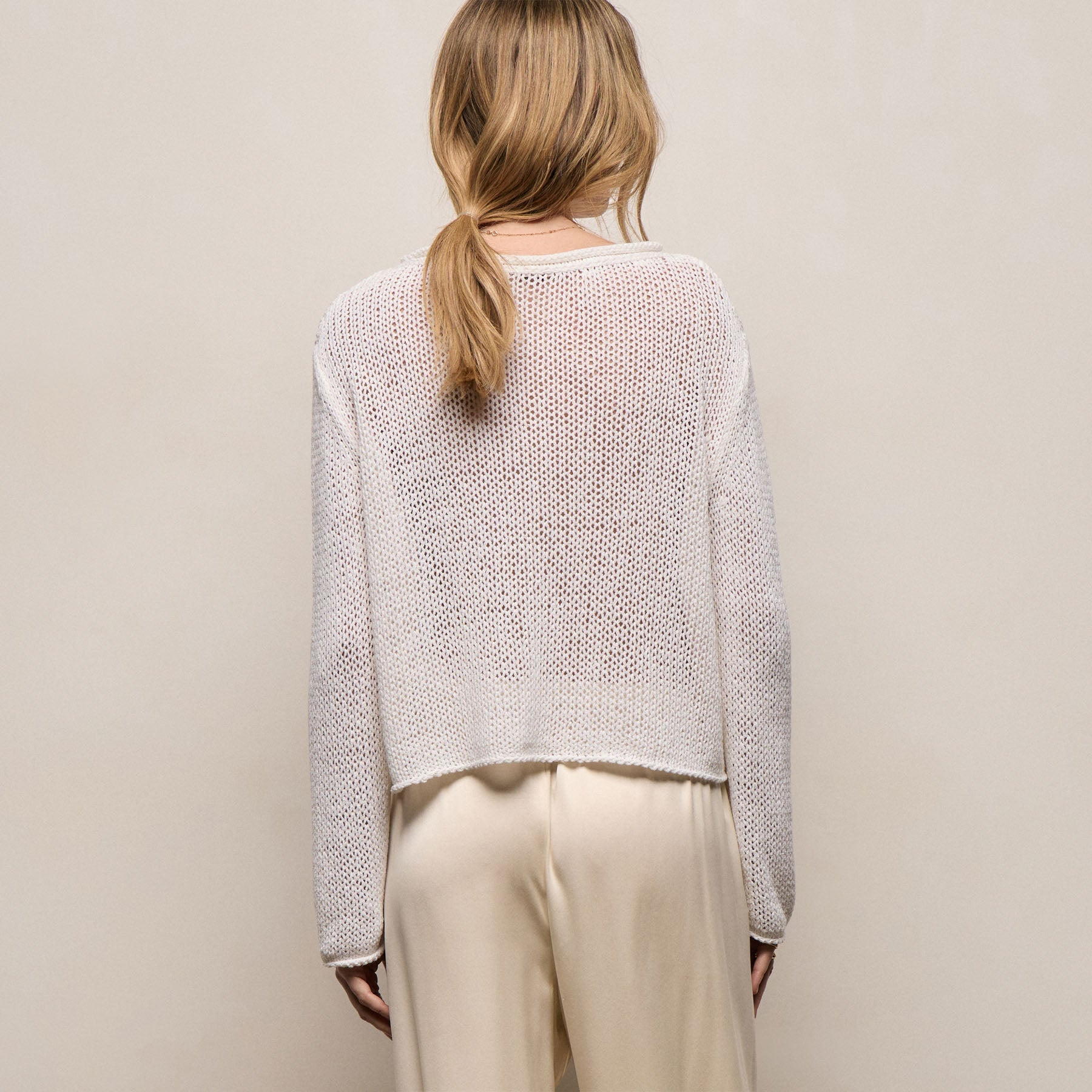 Cotton Linen Pullover Sweater - Off White
