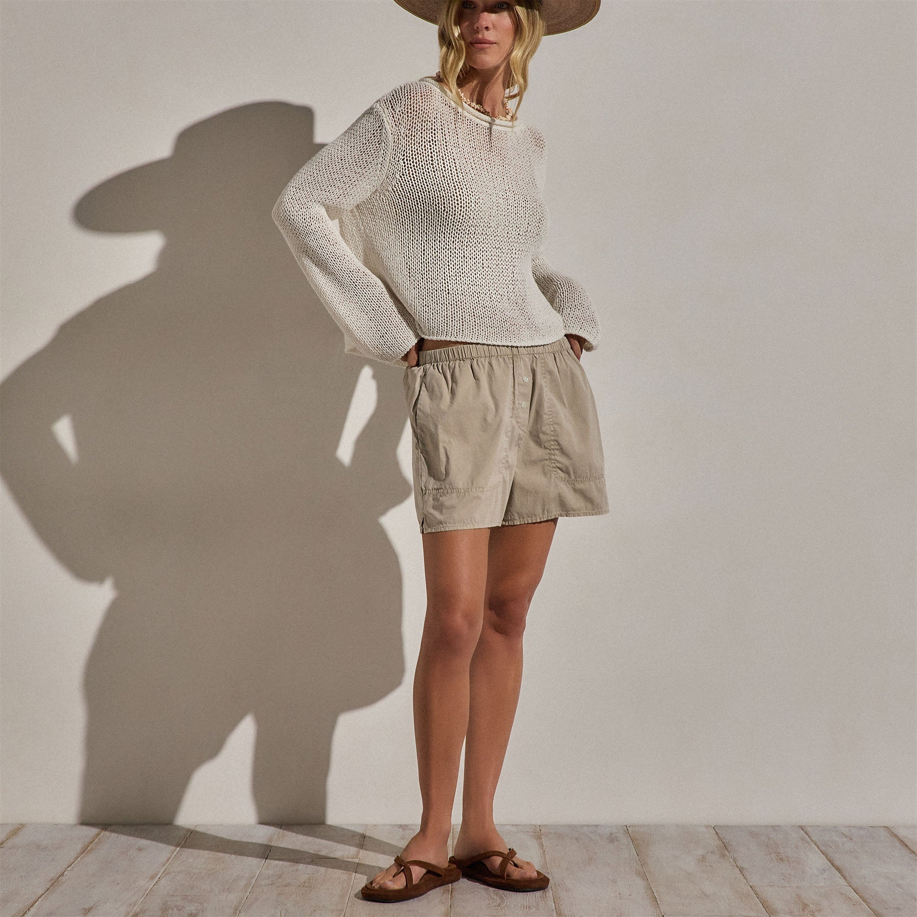 Cotton Linen Pullover Sweater - Off White