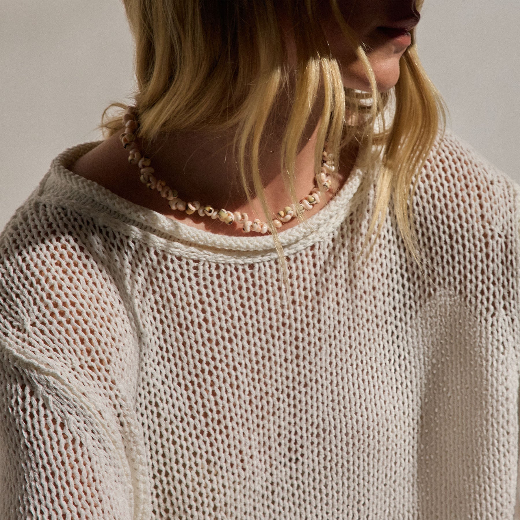 Cotton Linen Pullover Sweater - Off White