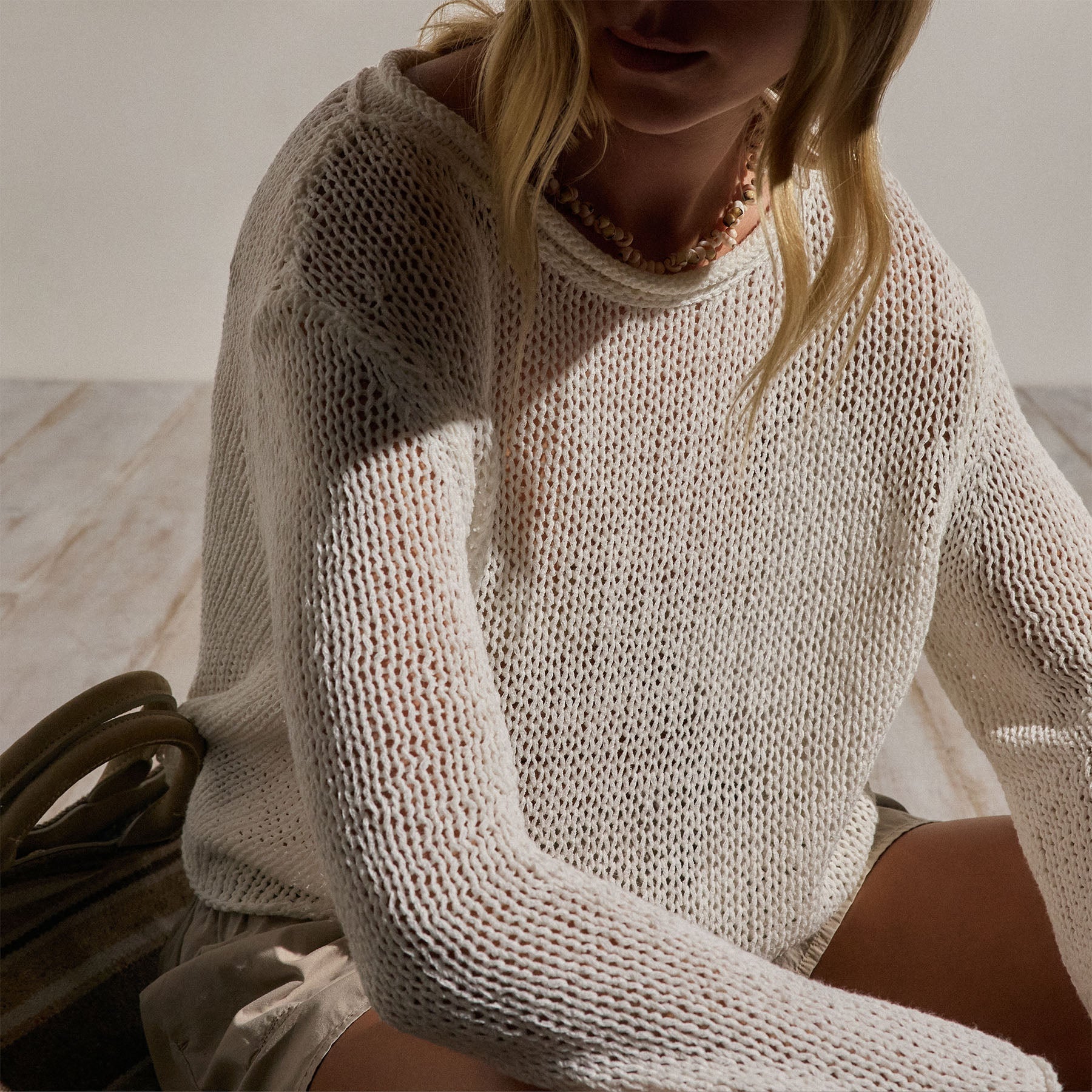Cotton Linen Pullover Sweater - Off White