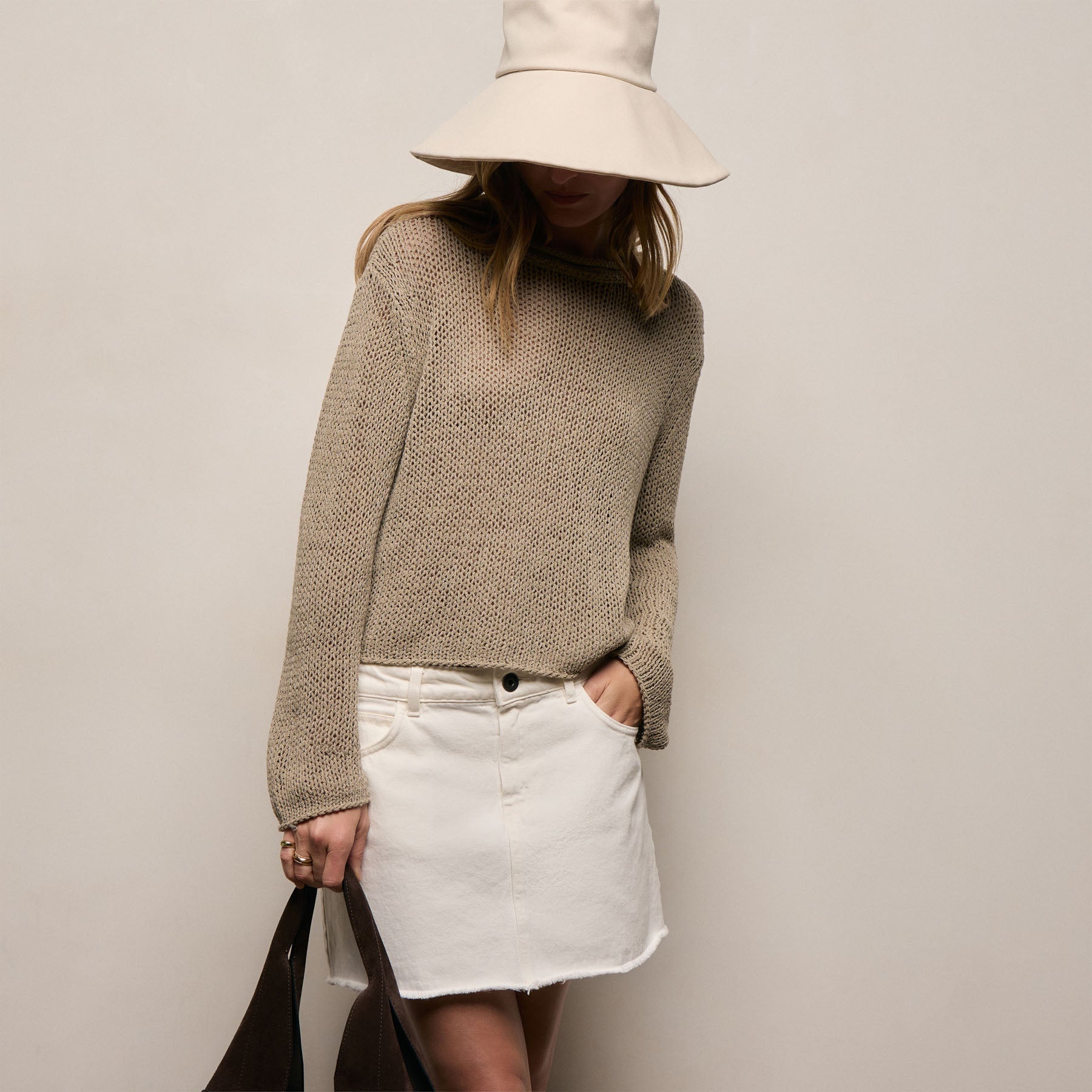 Cotton Linen Pullover Sweater - Overcast