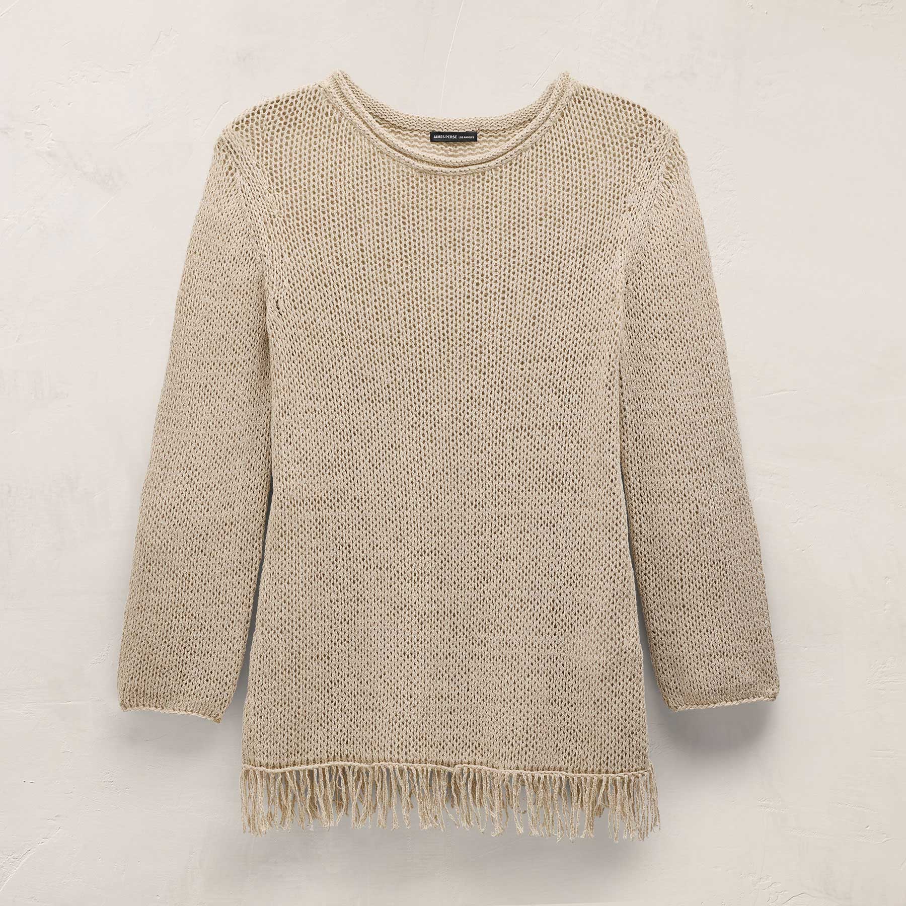 Baja Fringe Cotton Linen Tunic - Natural
