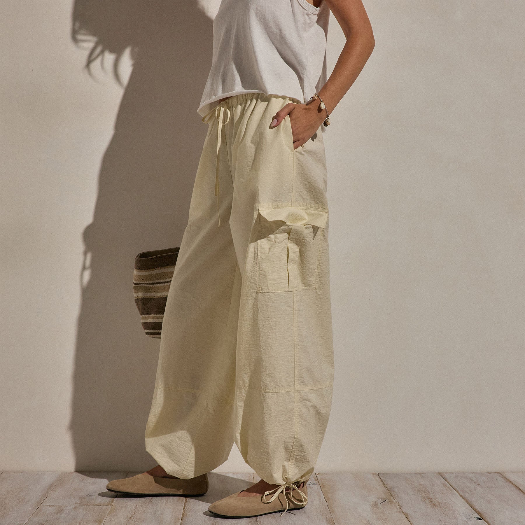 Parachute Cargo Pants - Ecru