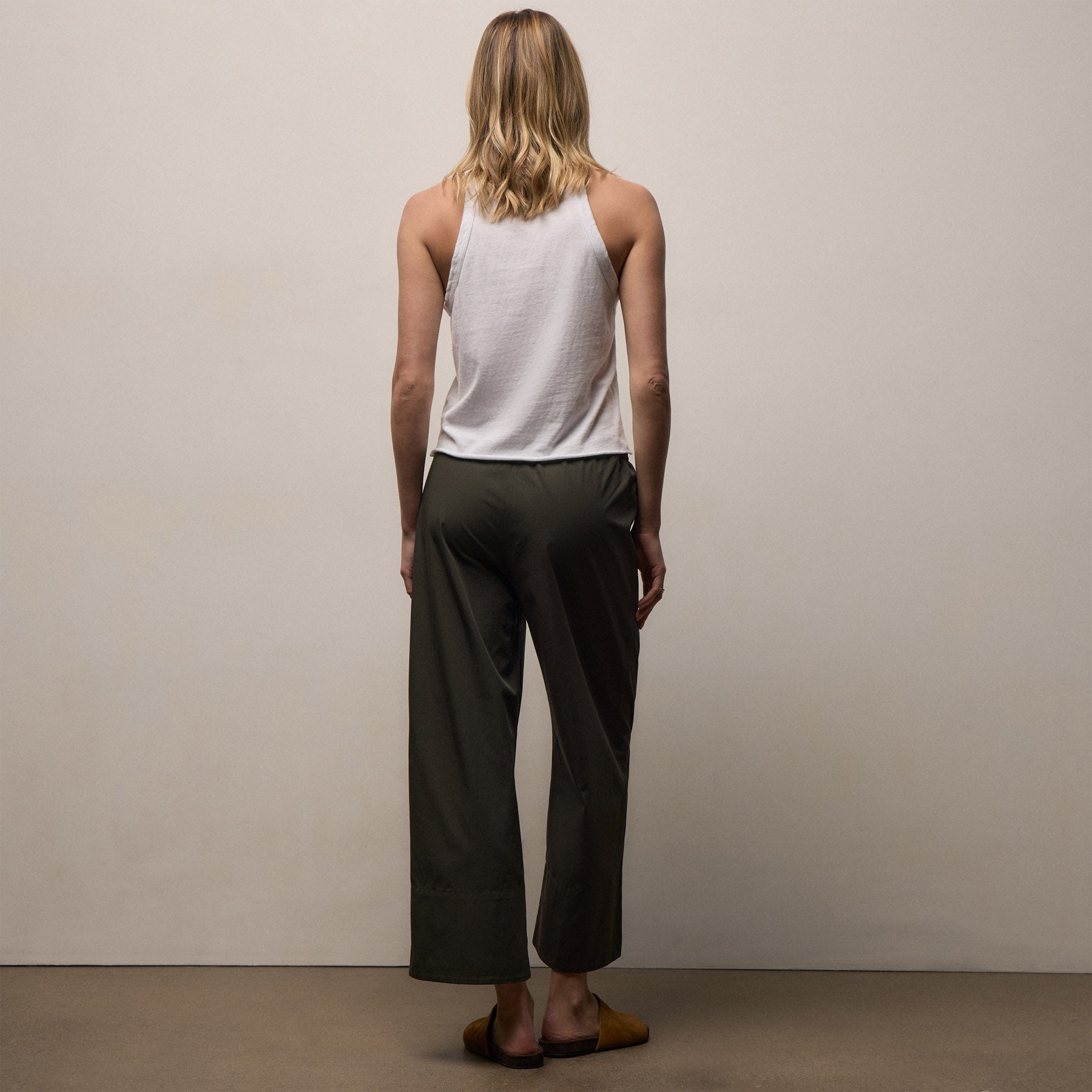 Fine Cotton Twill Crop Pant - Dark Olive