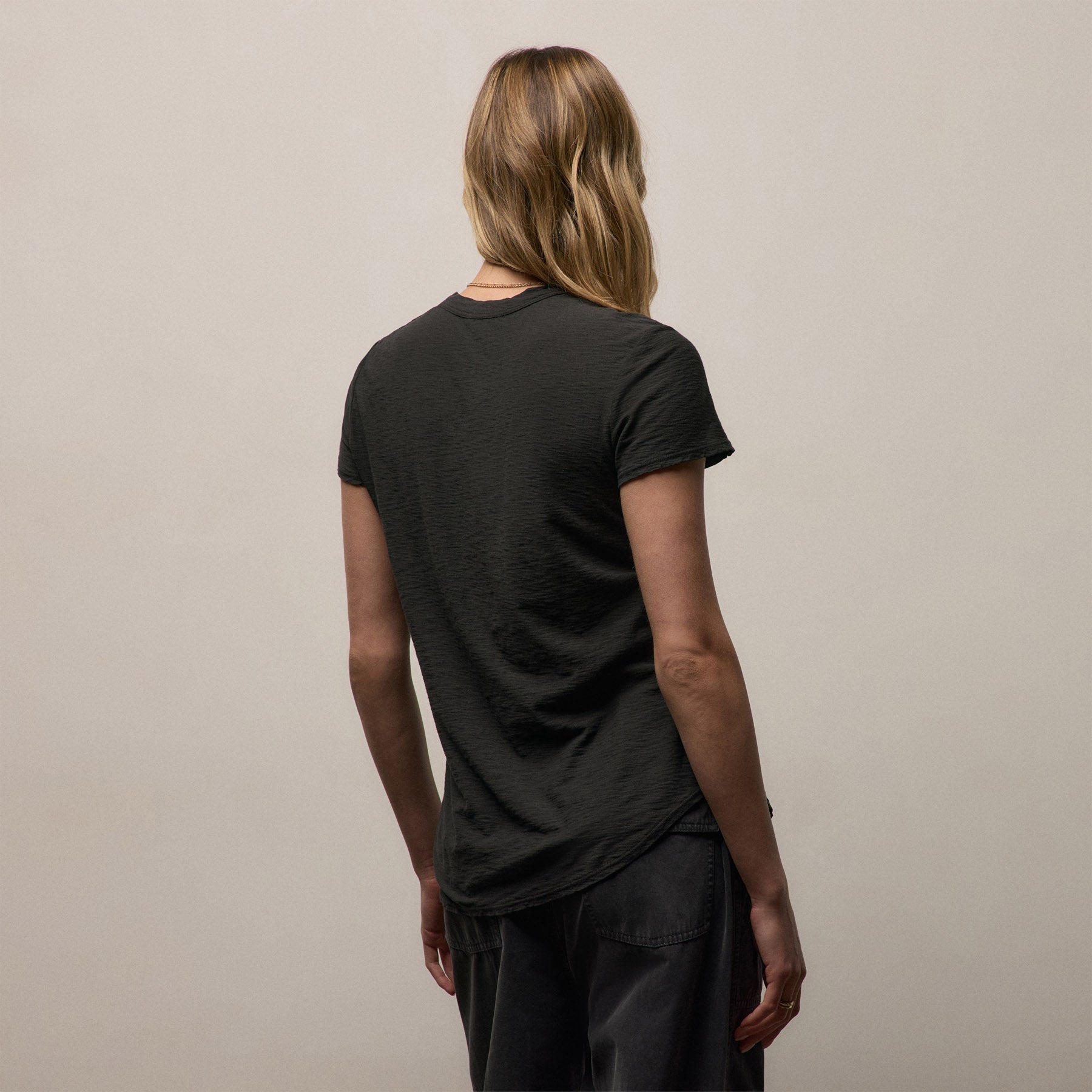 Sheer Slub Crew Neck Tee - Carbon