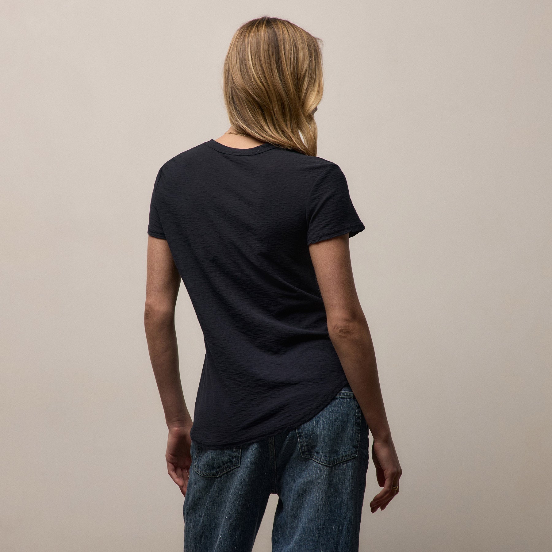 Sheer Slub Crew Neck Tee - Deep