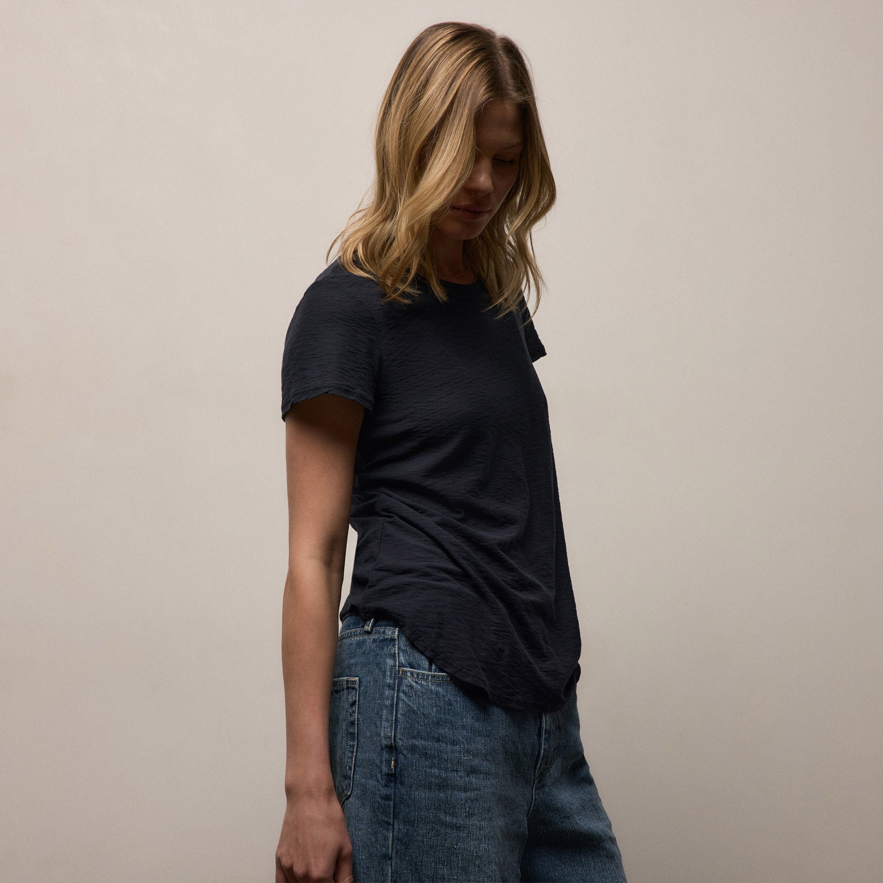 Sheer Slub Crew Neck Tee - Deep