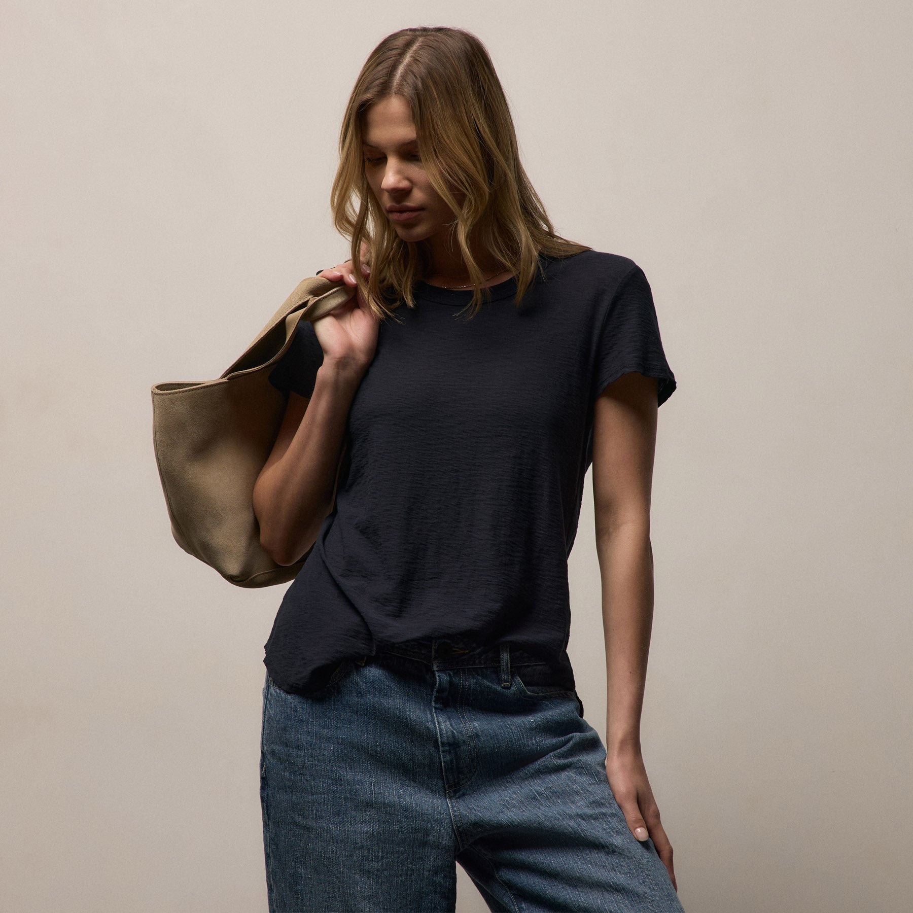 Sheer Slub Crew Neck Tee - Deep