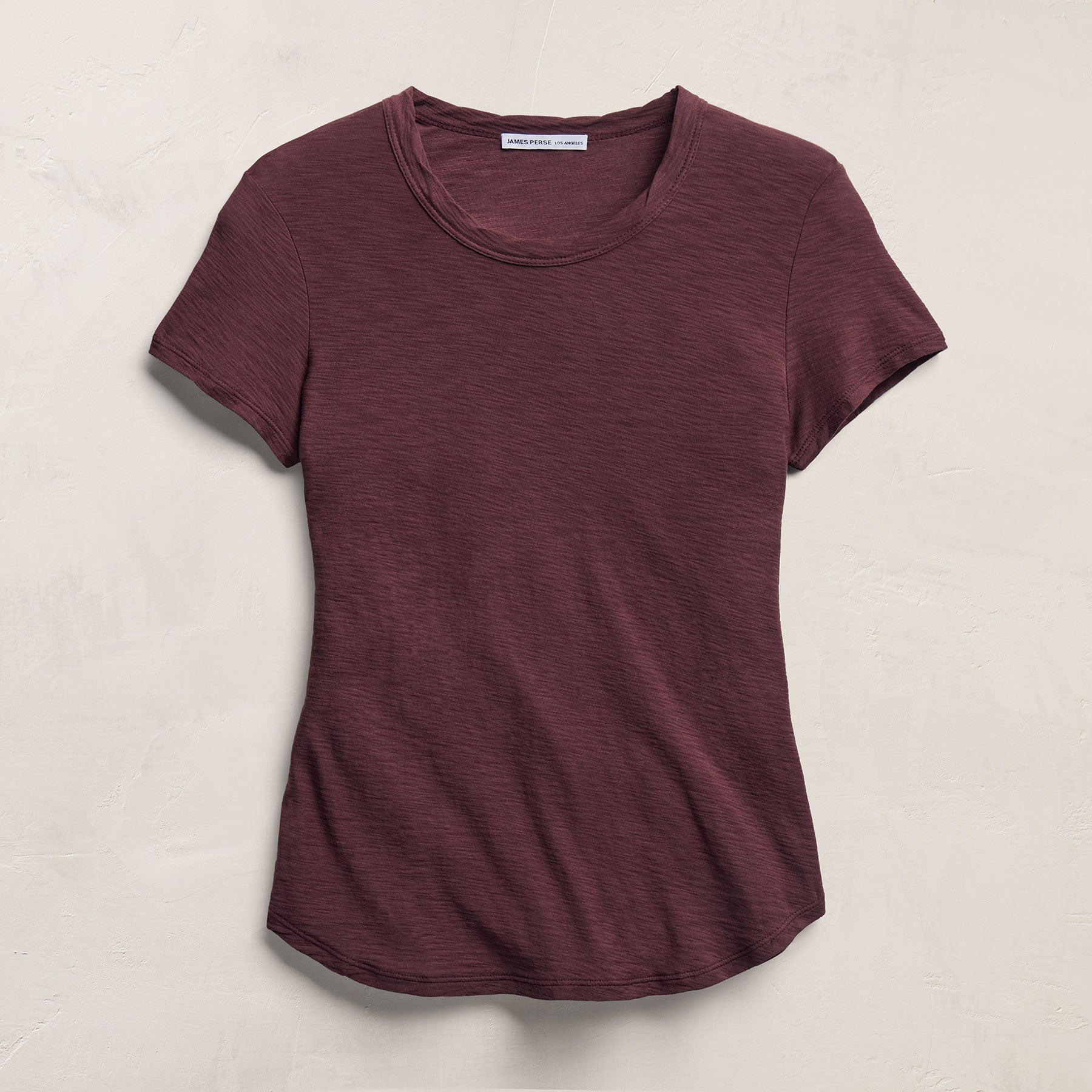 Sheer Slub Crew Neck Tee - Dark Plum