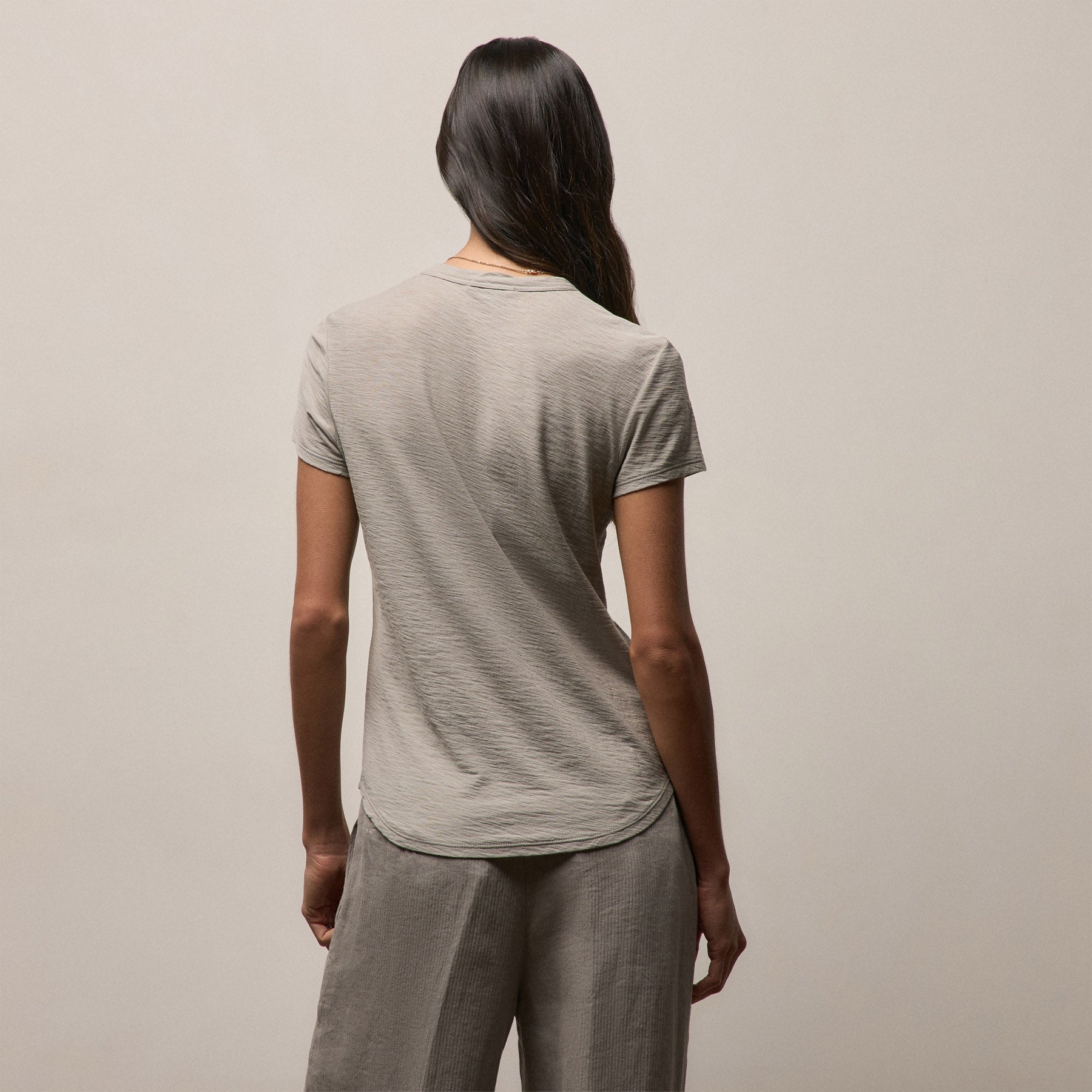 Sheer Slub Crew Neck Tee - Fog