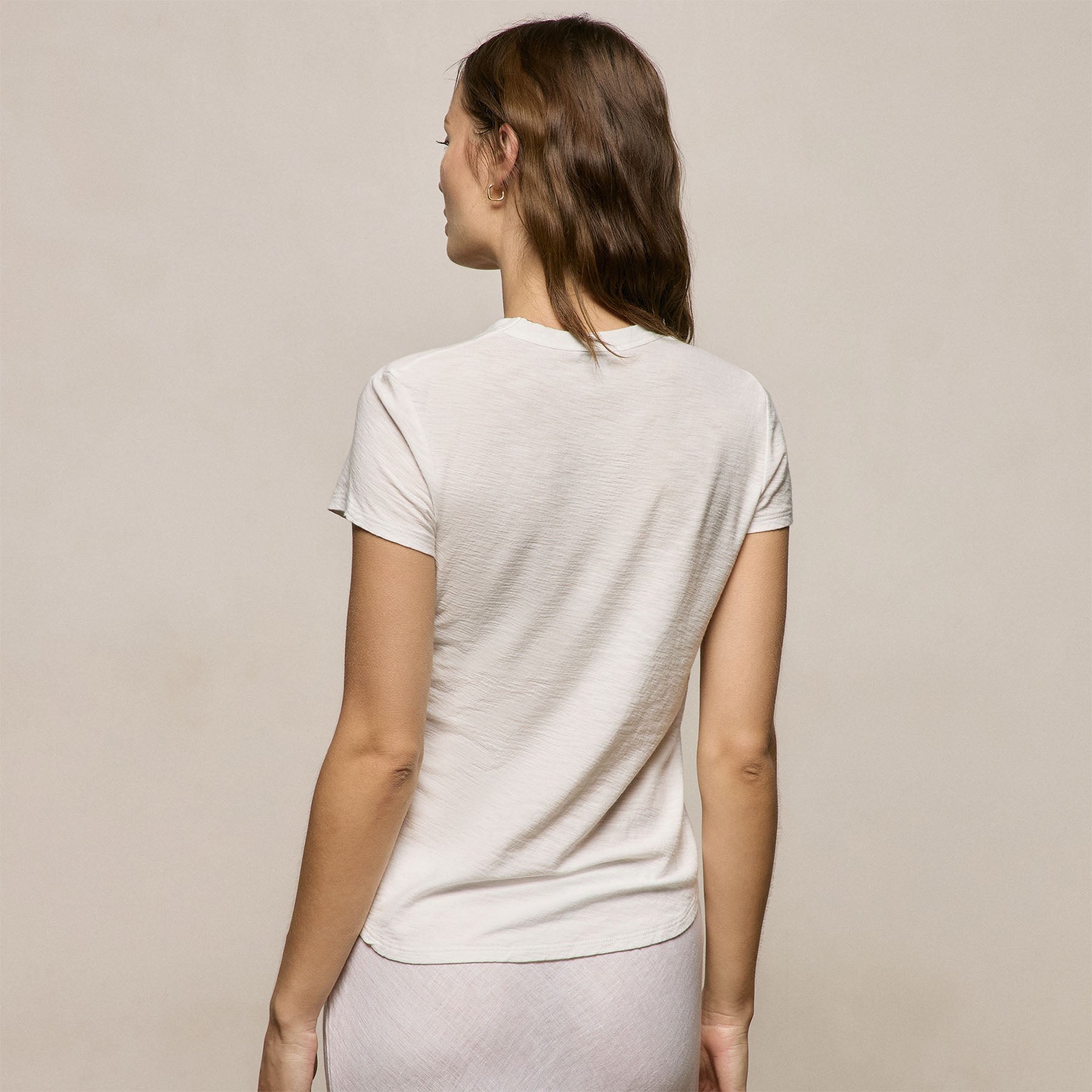 Sheer Slub Crew Neck Tee - Off White