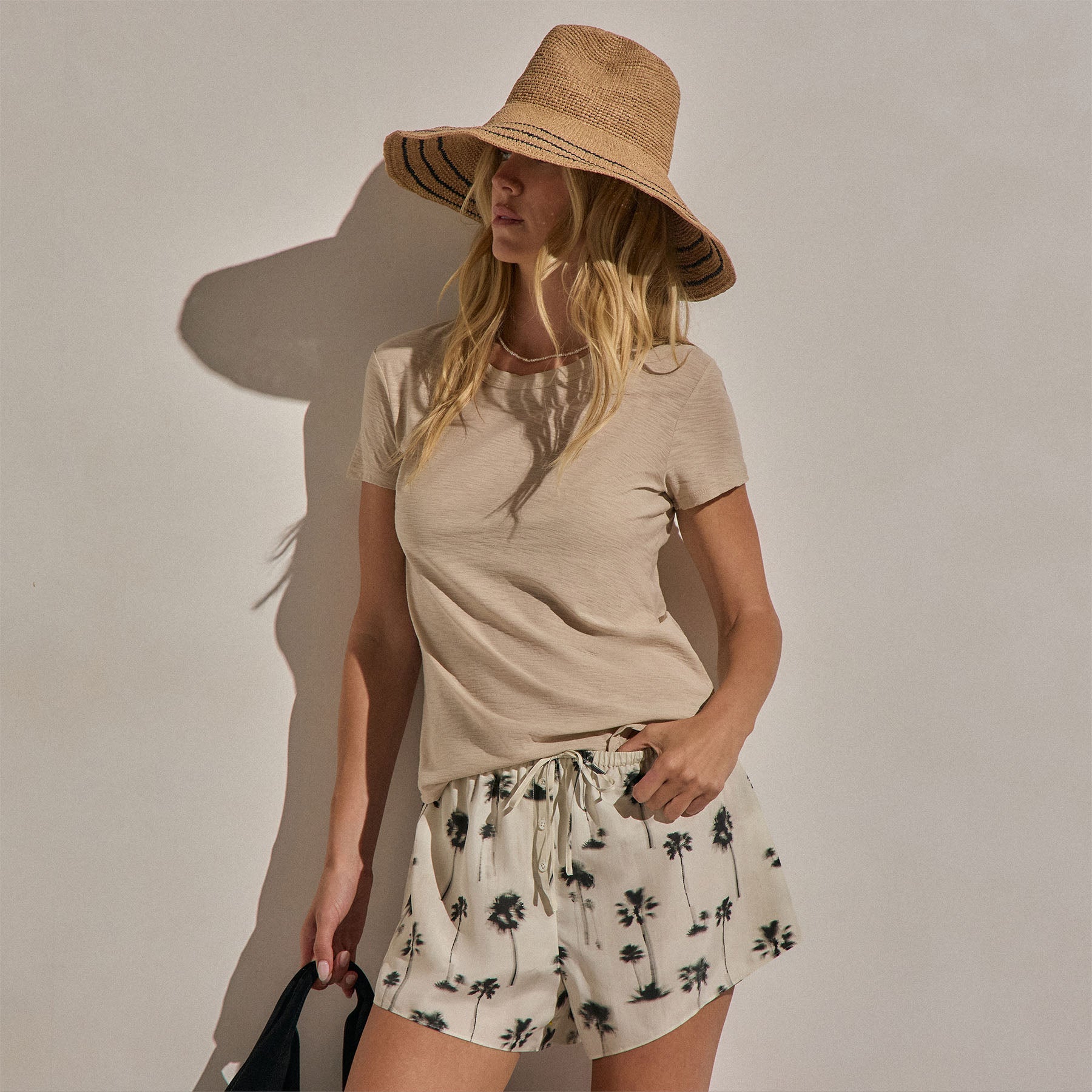 Sheer Slub Crew Neck Tee - Stone
