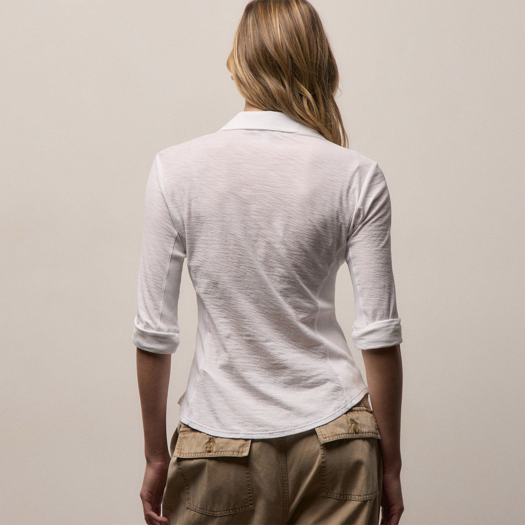 Sheer Slub Side Panel Shirt - White