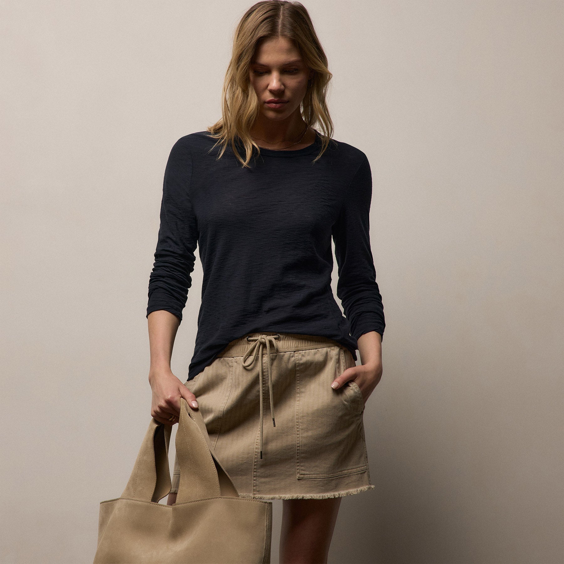 Sheer Slub Long Sleeve Crew - Deep