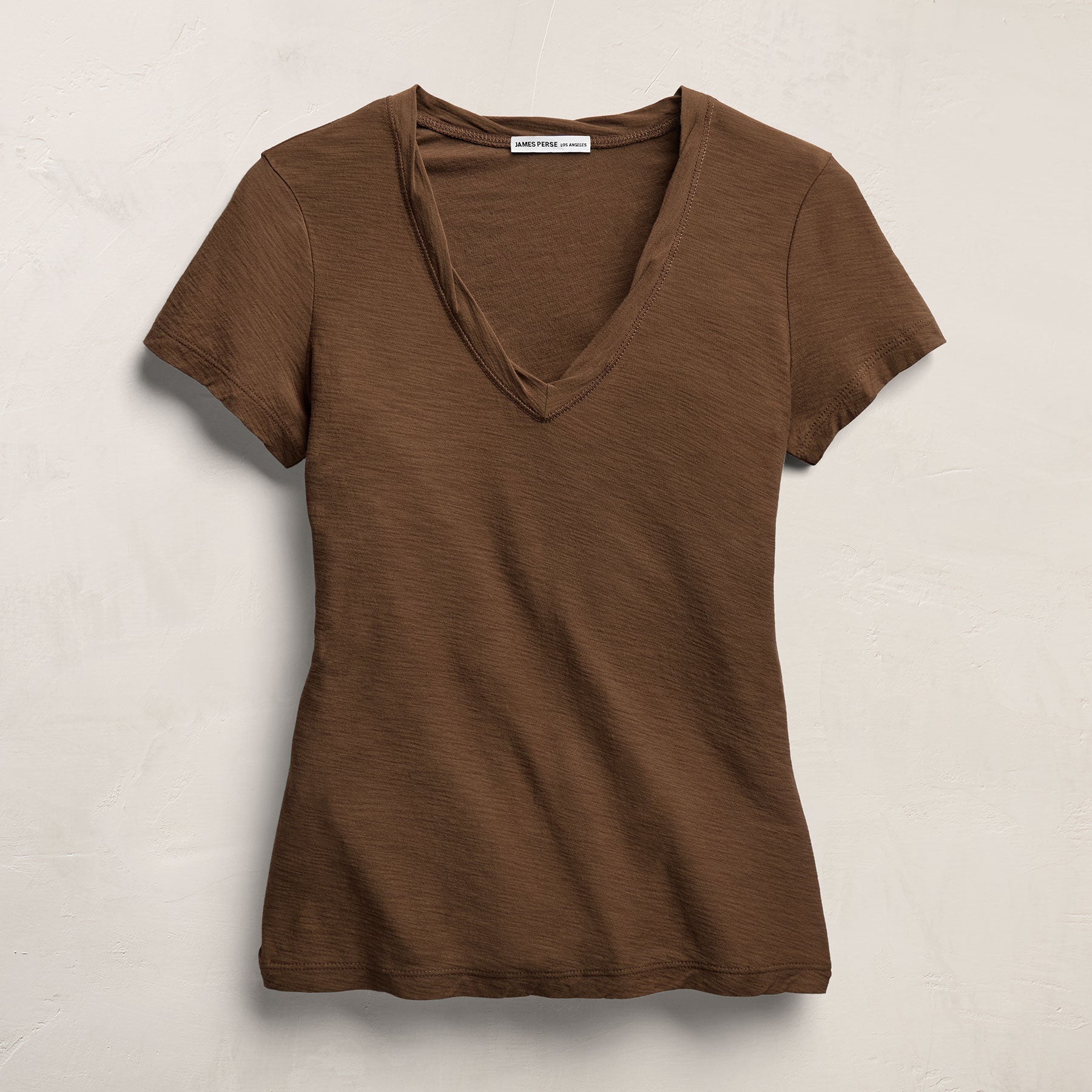 Sheer Slub V Neck - Cocoa