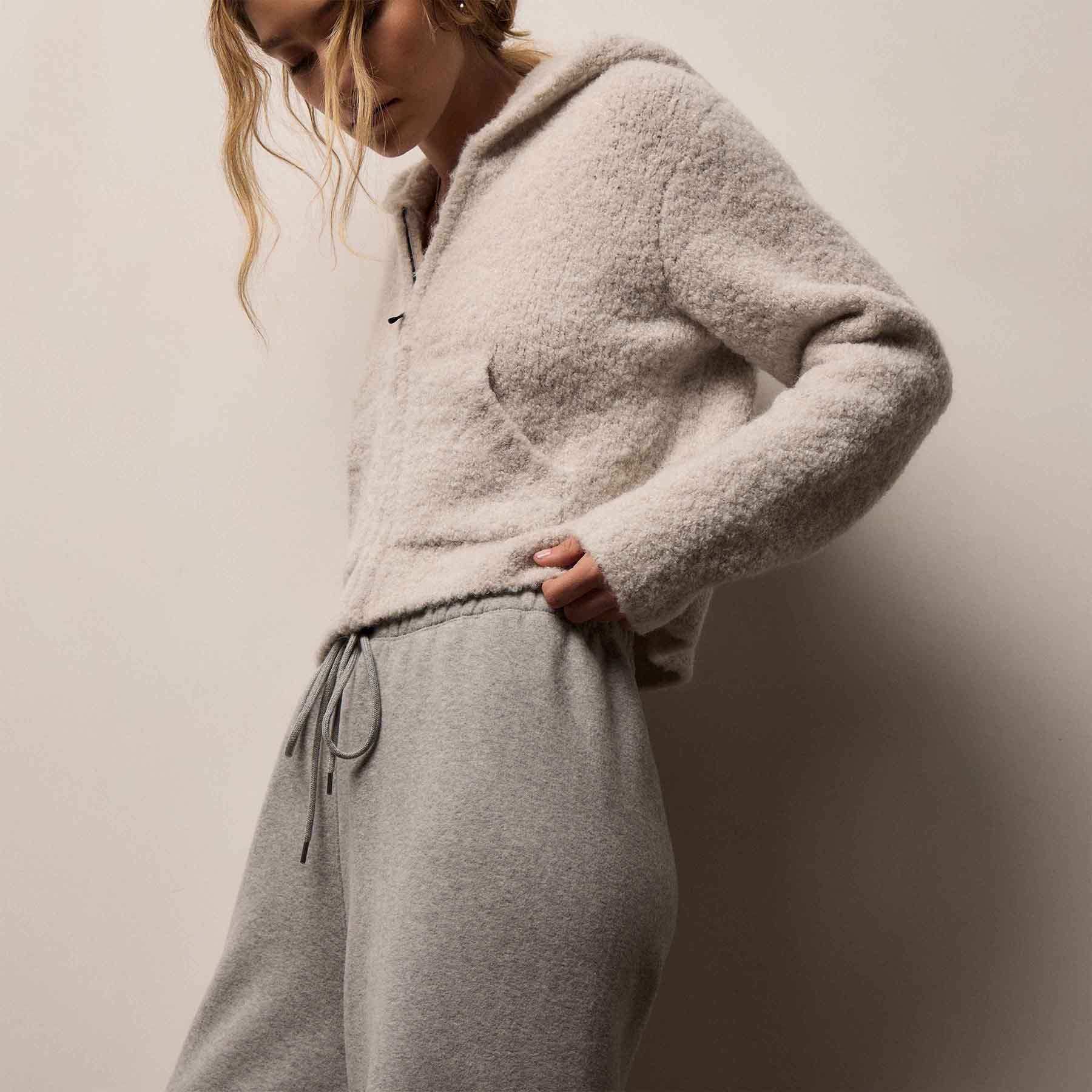 Cozy Wide Leg Sweat Pant  - Heather Grey