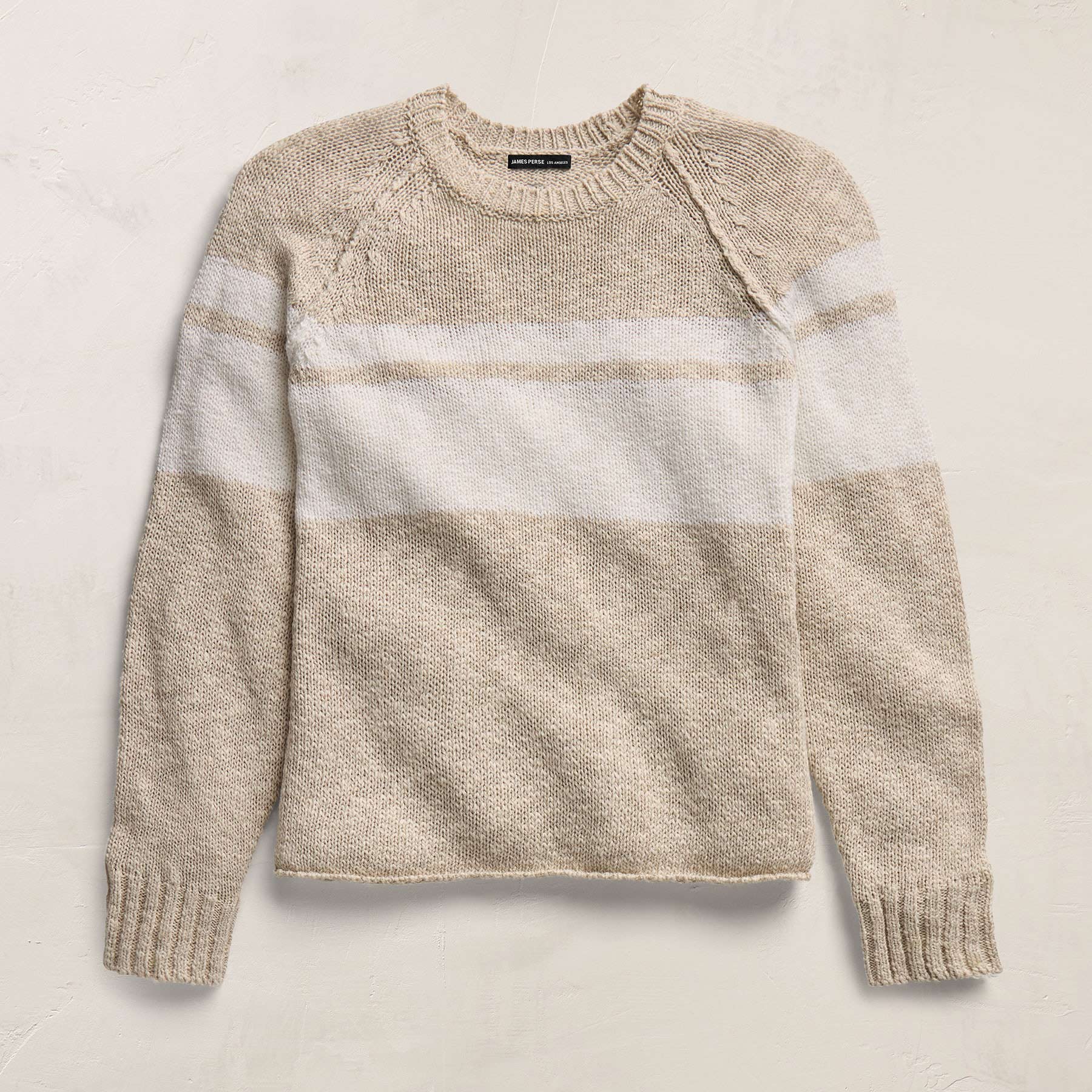 Surf Stripe Cotton Linen Sweater - Natural/White