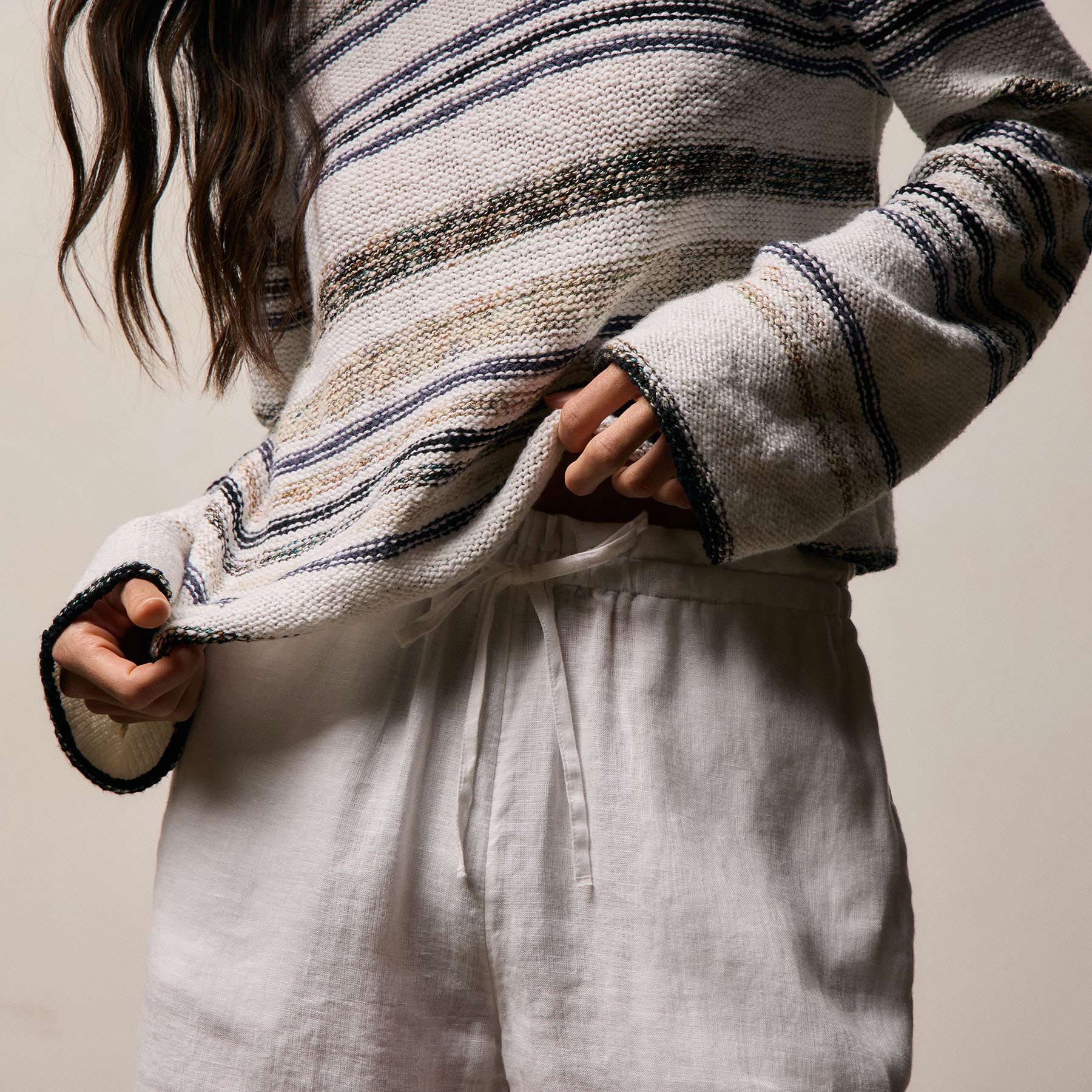 Grey Cape Multi Stripe Sweater - Neutral Multi Stripe