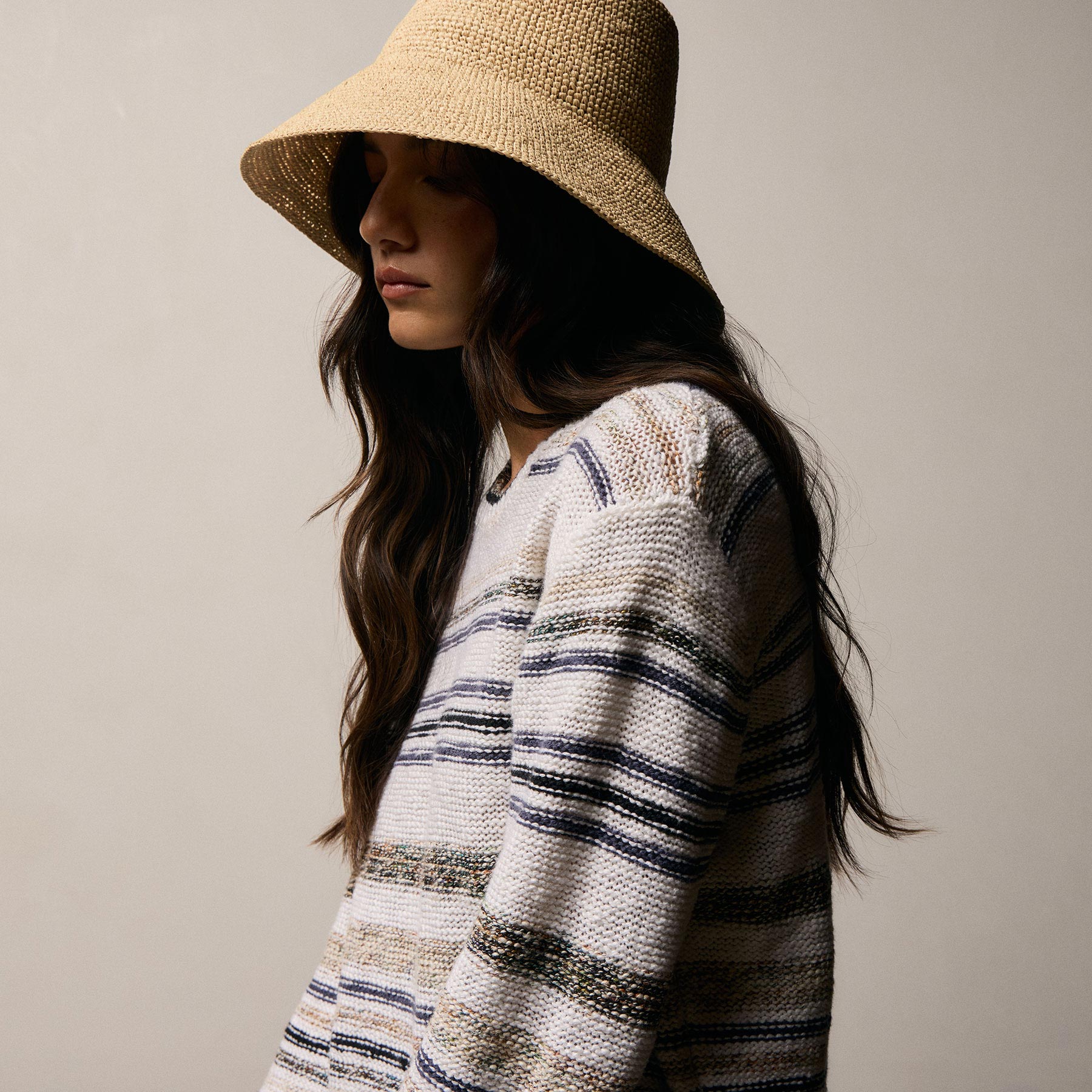 Grey Cape Multi Stripe Sweater - Neutral Multi Stripe