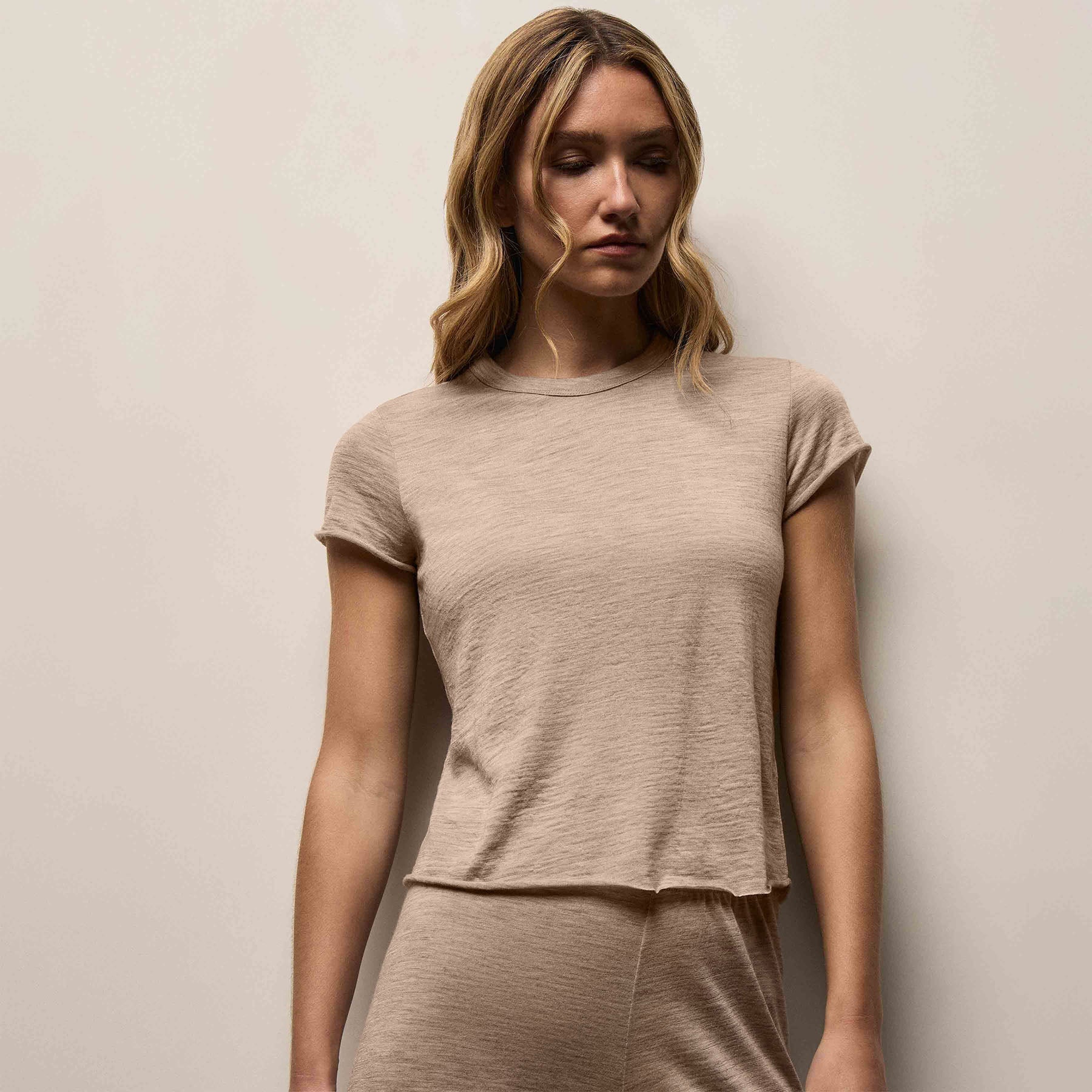 Wool Jersey Lounge Tee - Soft Beige