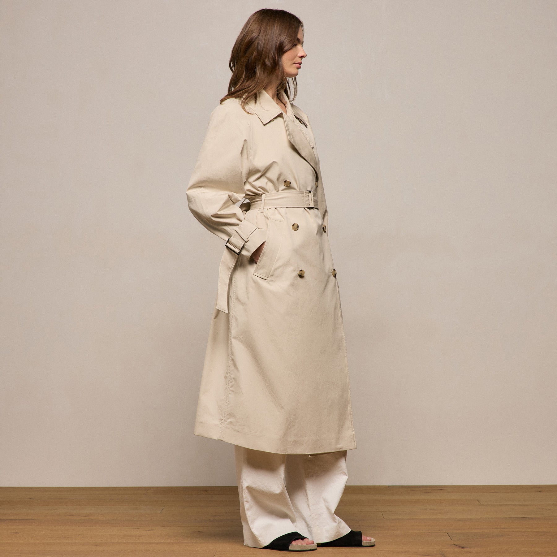 Italian Heavy Poplin Trench Coat - Beige