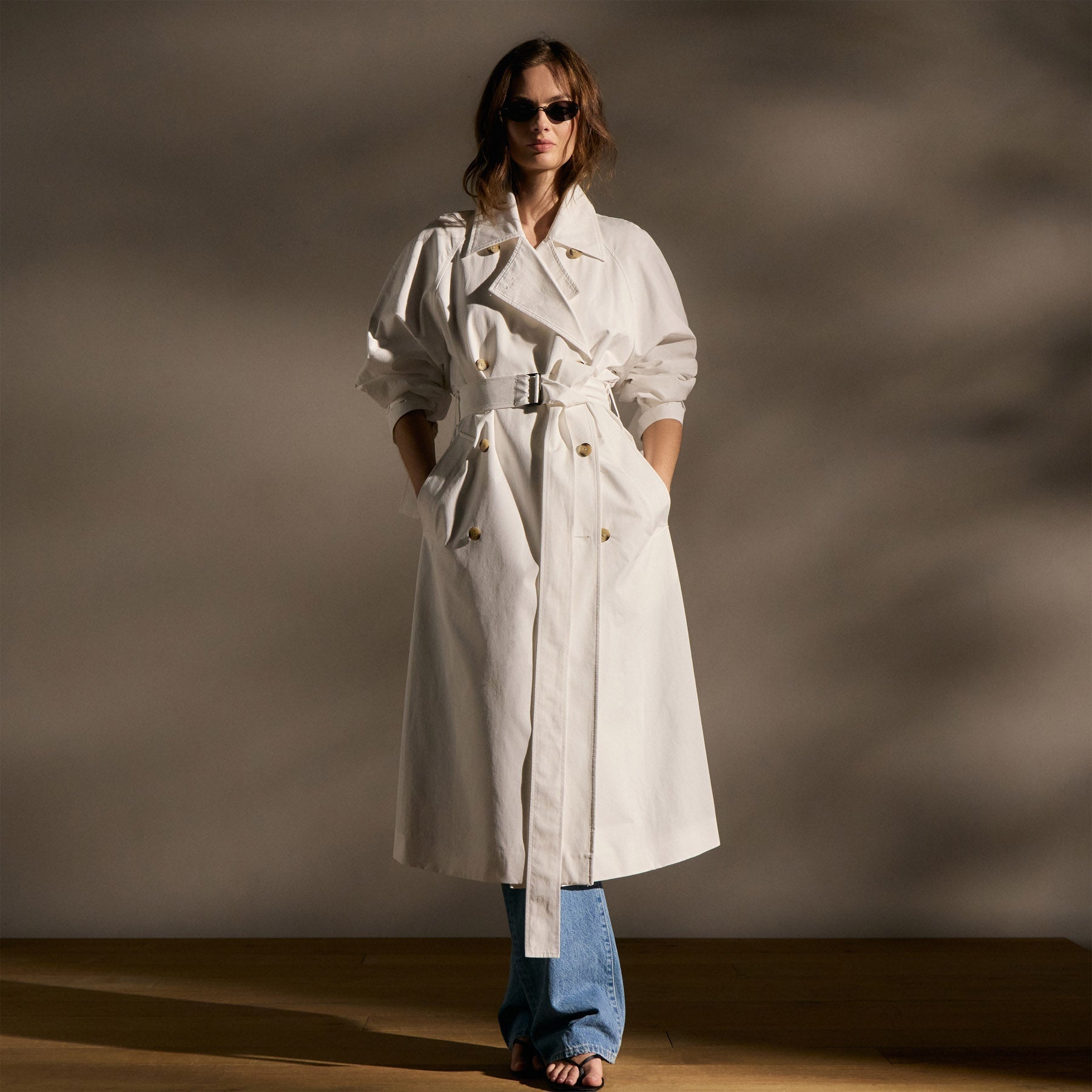 Italian Heavy Poplin Trench Coat - White