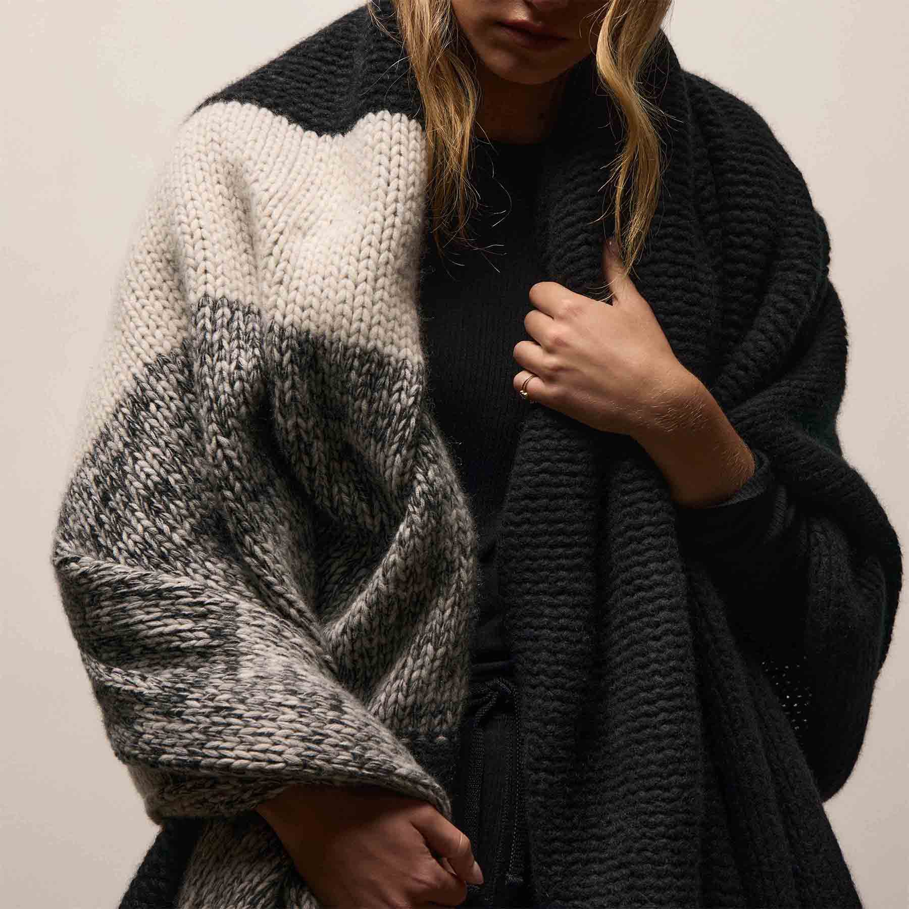 Wool Rib Long Sleeve Lounge Tee - Black