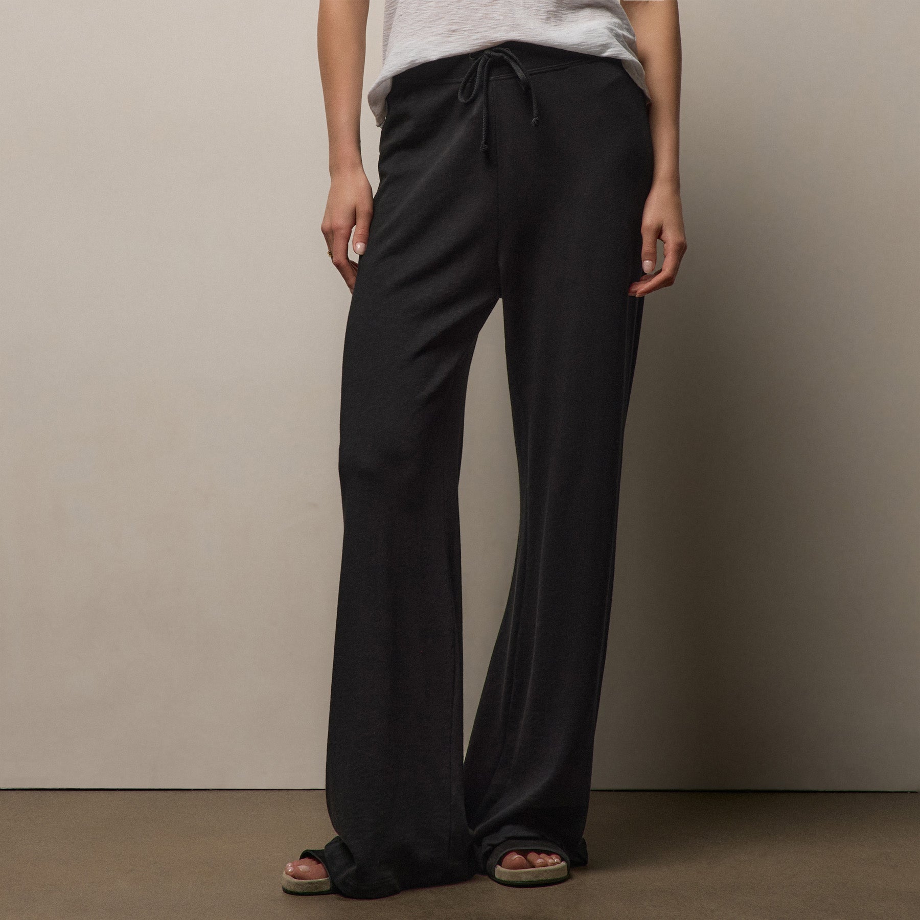 Vintage French Terry Wide Leg Sweatpant - Black