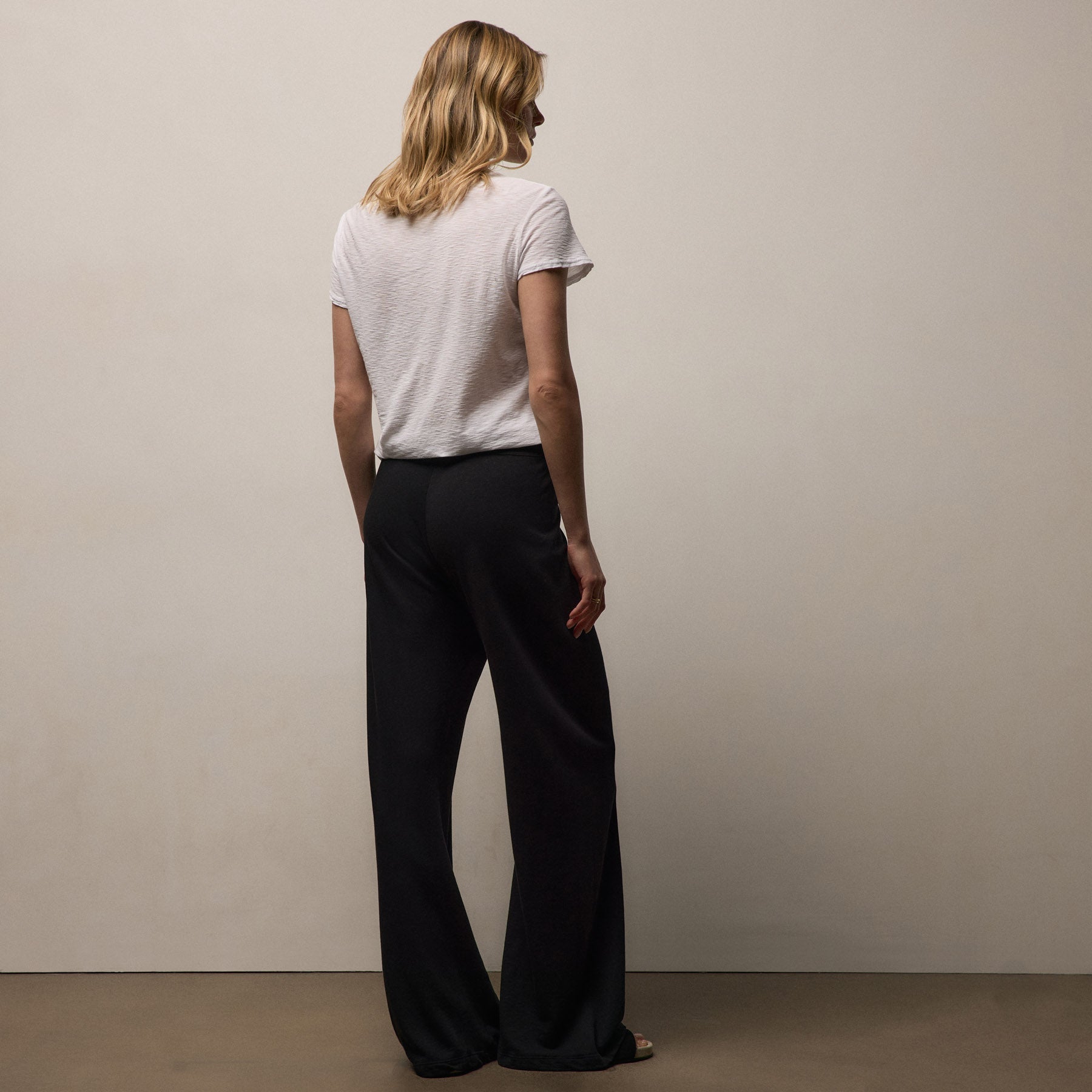 Vintage French Terry Wide Leg Sweatpant - Black