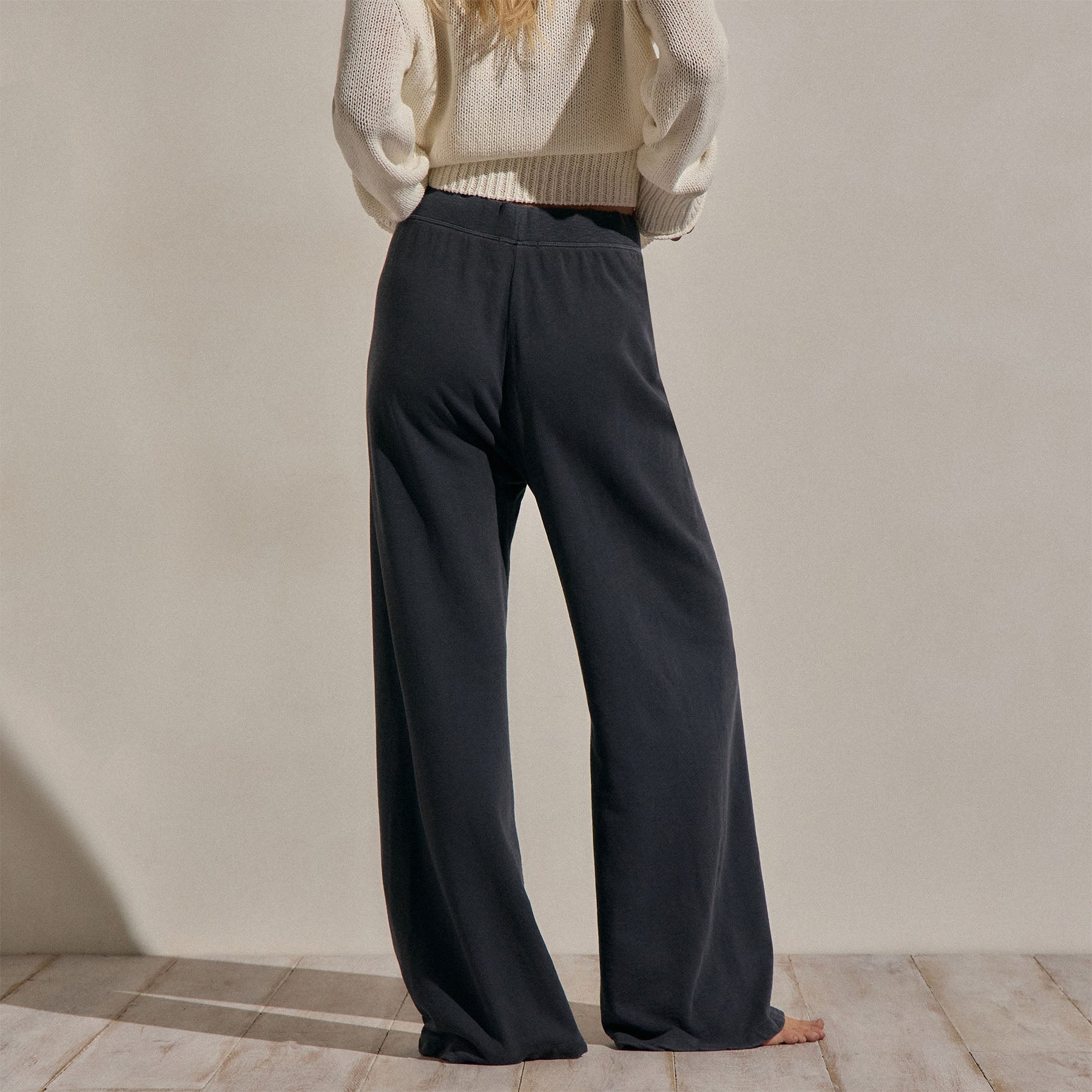 Vintage French Terry Wide Leg Sweatpant - Blue Noir Pigment