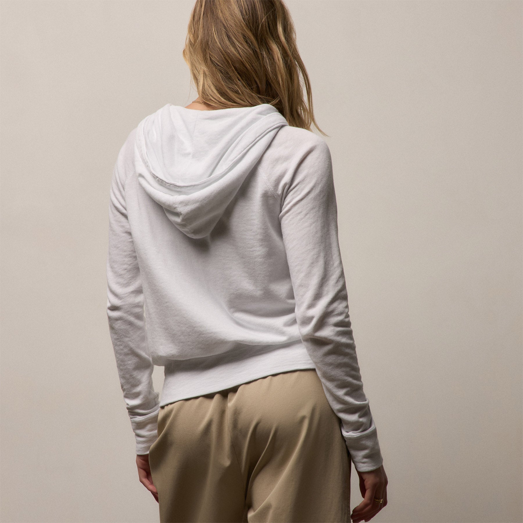 Vintage French Terry Zip Up Hoodie - White